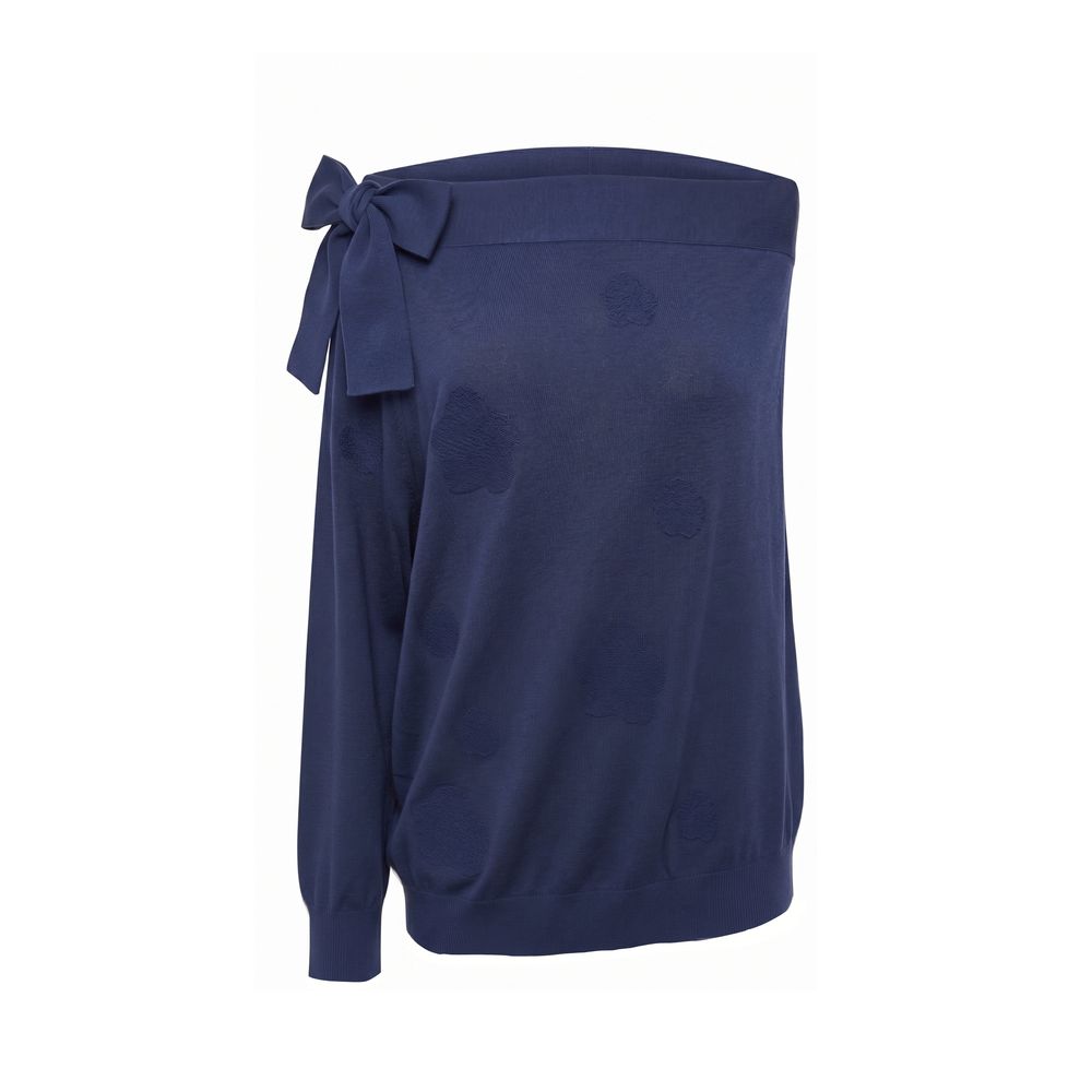 Blue Cotton Women Sweater
