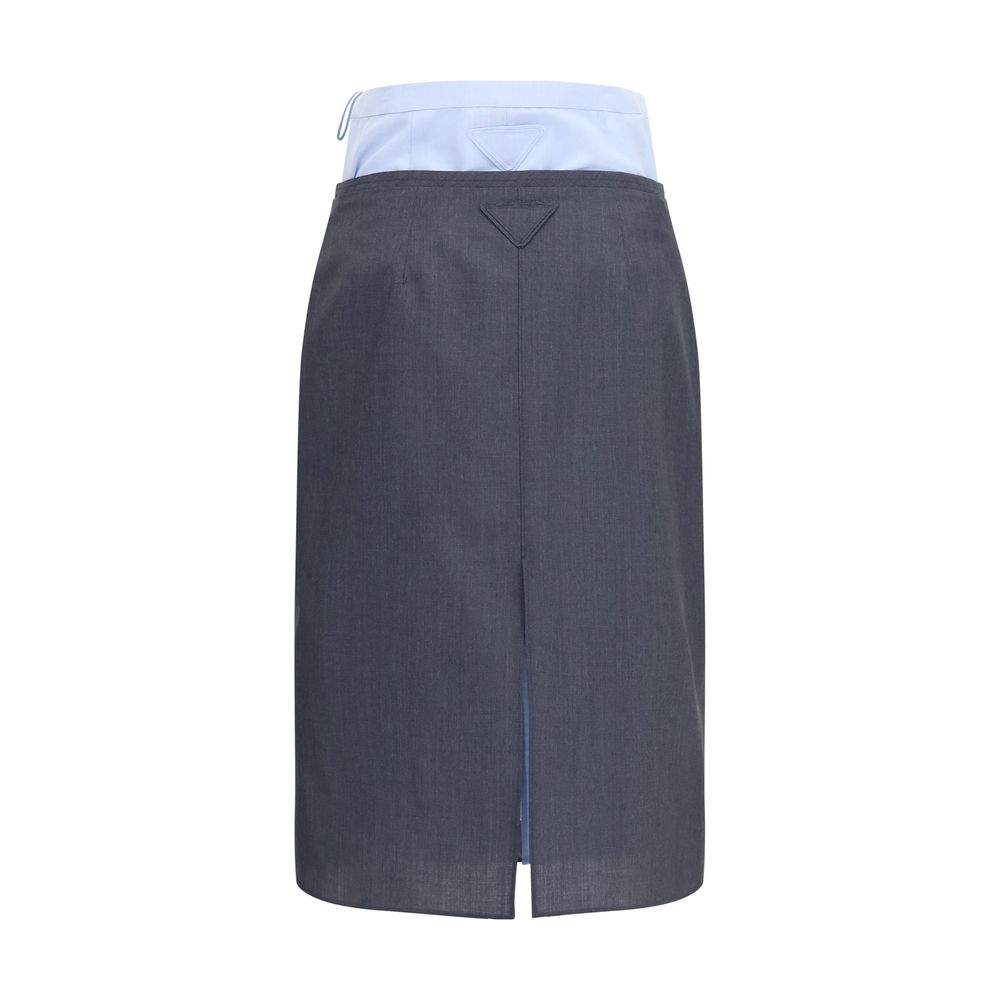 Gray Cotton Midi Skirt