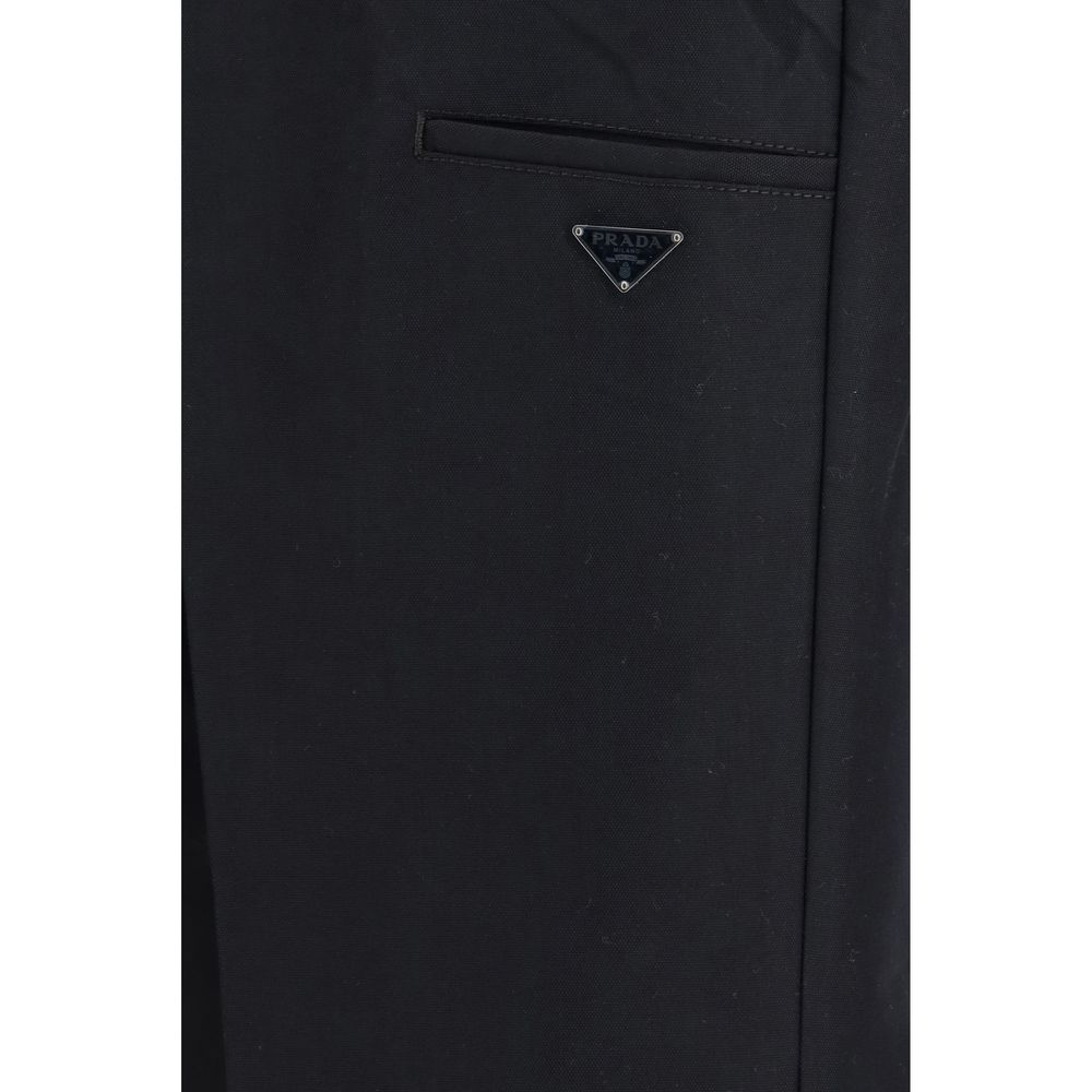 Black Cotton Casual Pants