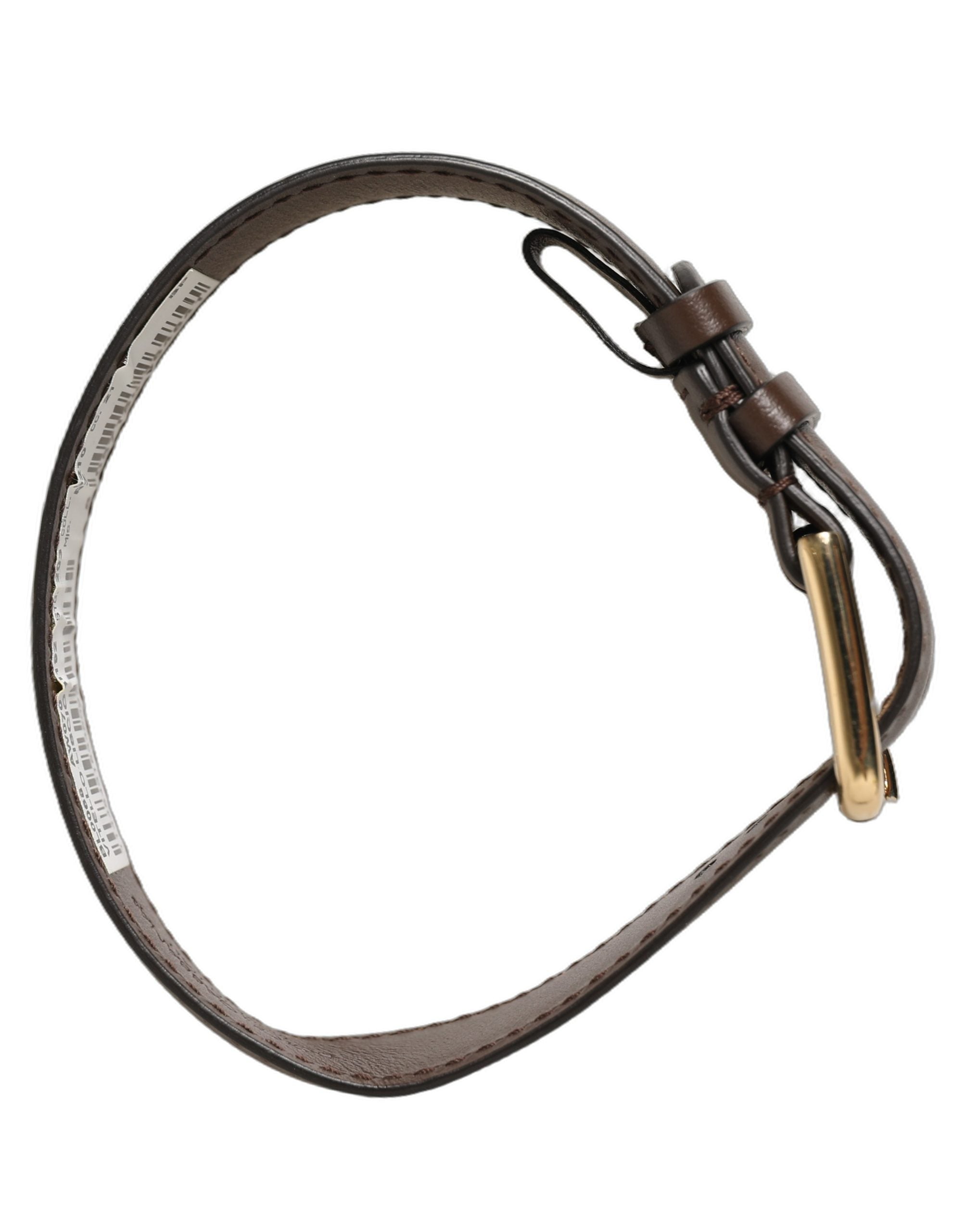 Brown Calfskin Leather Gold Buckle Belt Strap Bracelet
