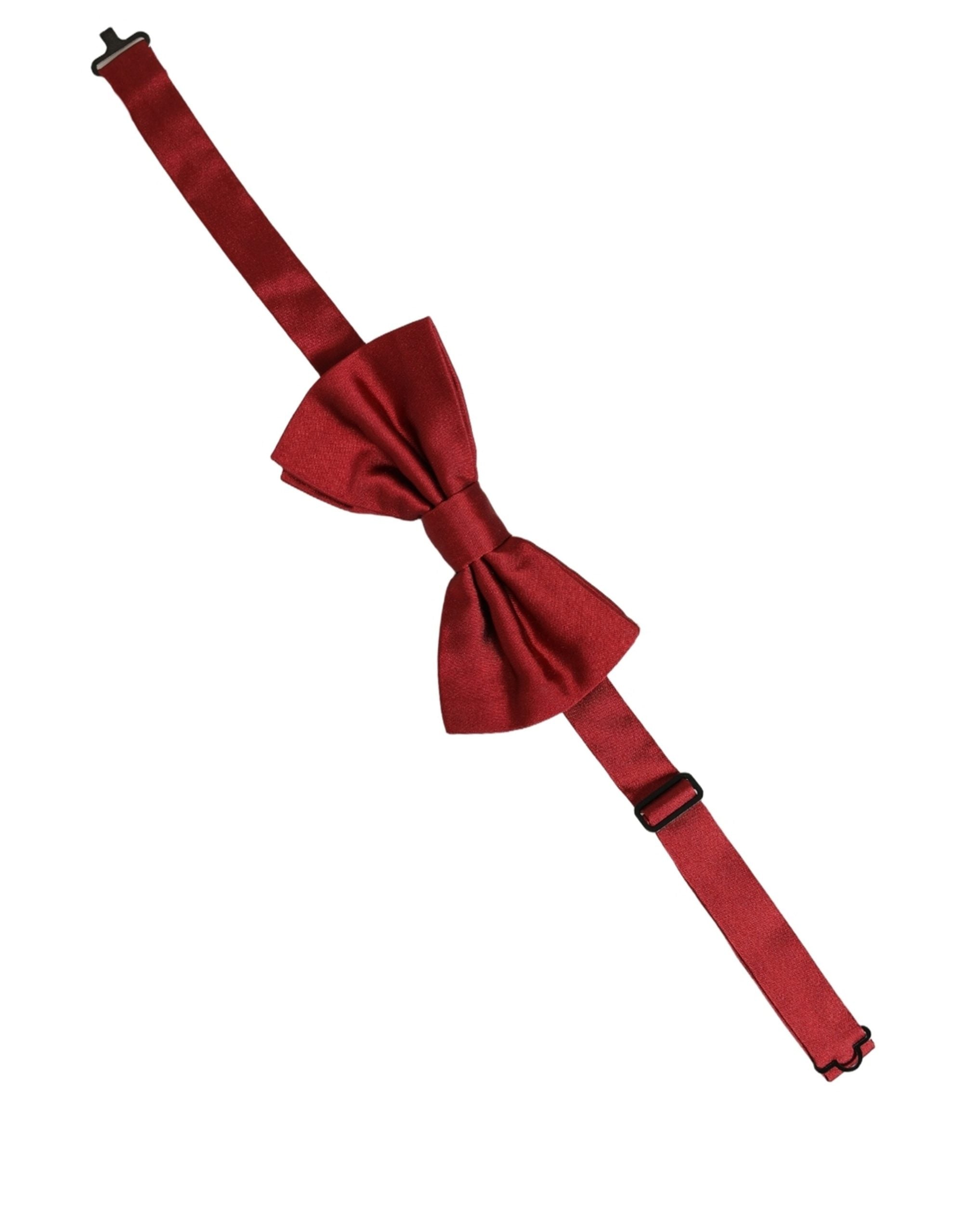 Men Red 100% Silk Adjustable Neck Papillon Bow Tie