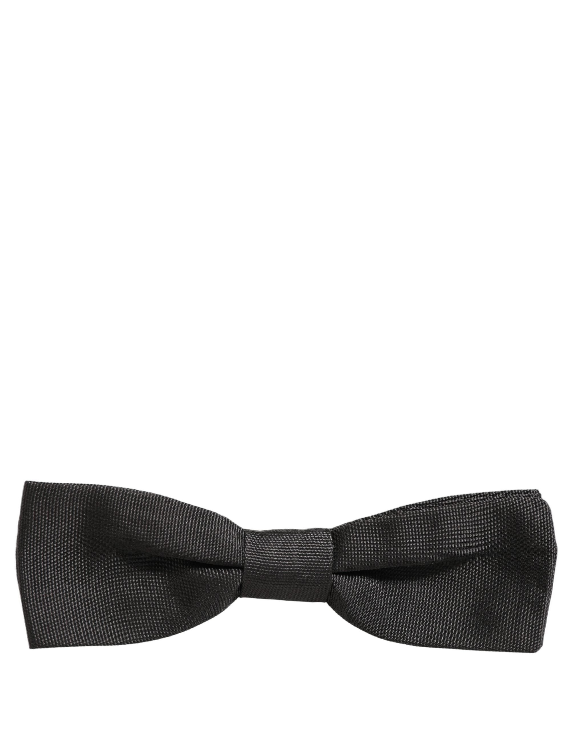Men Black 100% Cotton Adjustable Neck Papillon Bow Tie