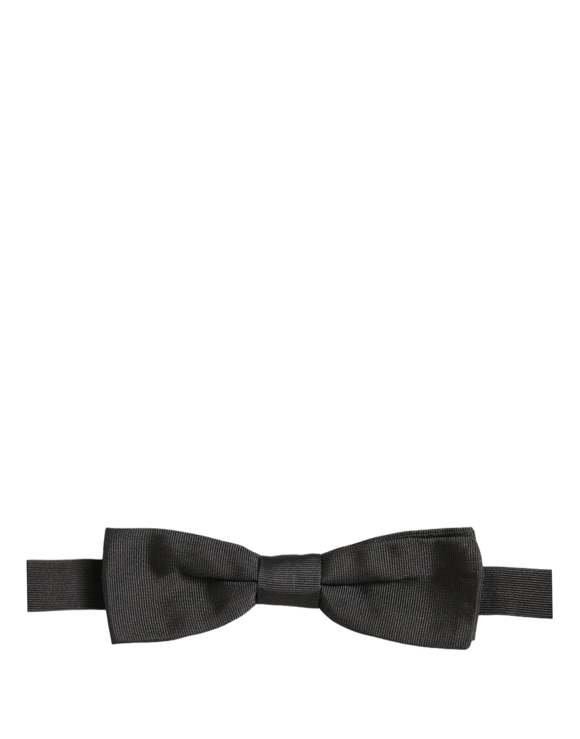 Men Black 100% Cotton Adjustable Neck Papillon Bow Tie