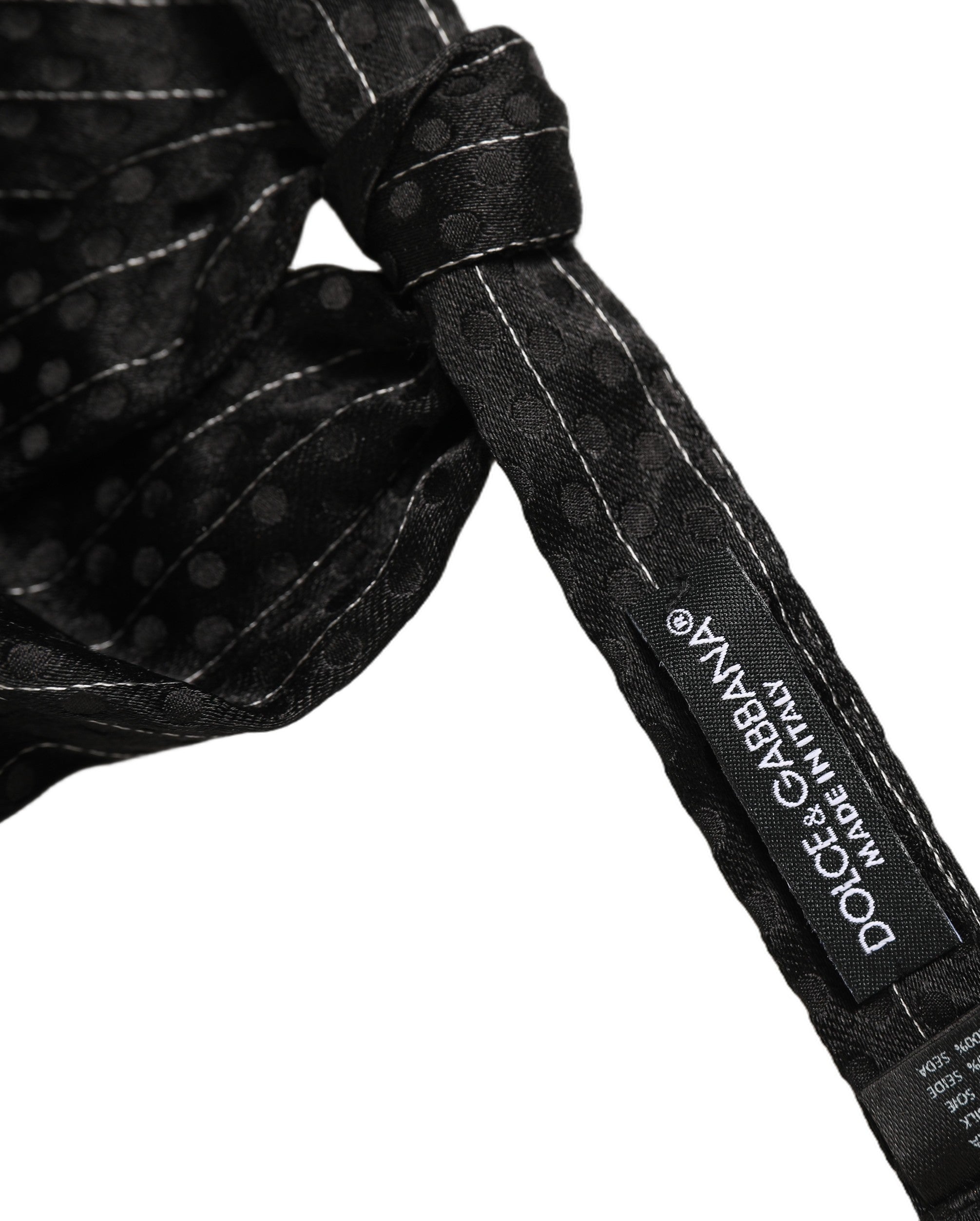 Men Black Pinstripe Silk Adjustable Neck Papillon Bow Tie