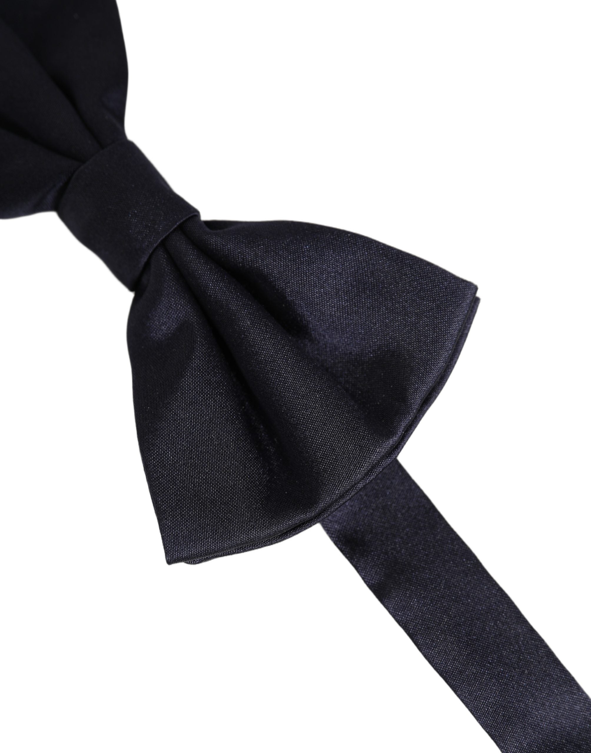Men Dark Blue Silk Adjustable Neck Papillon Bow Tie
