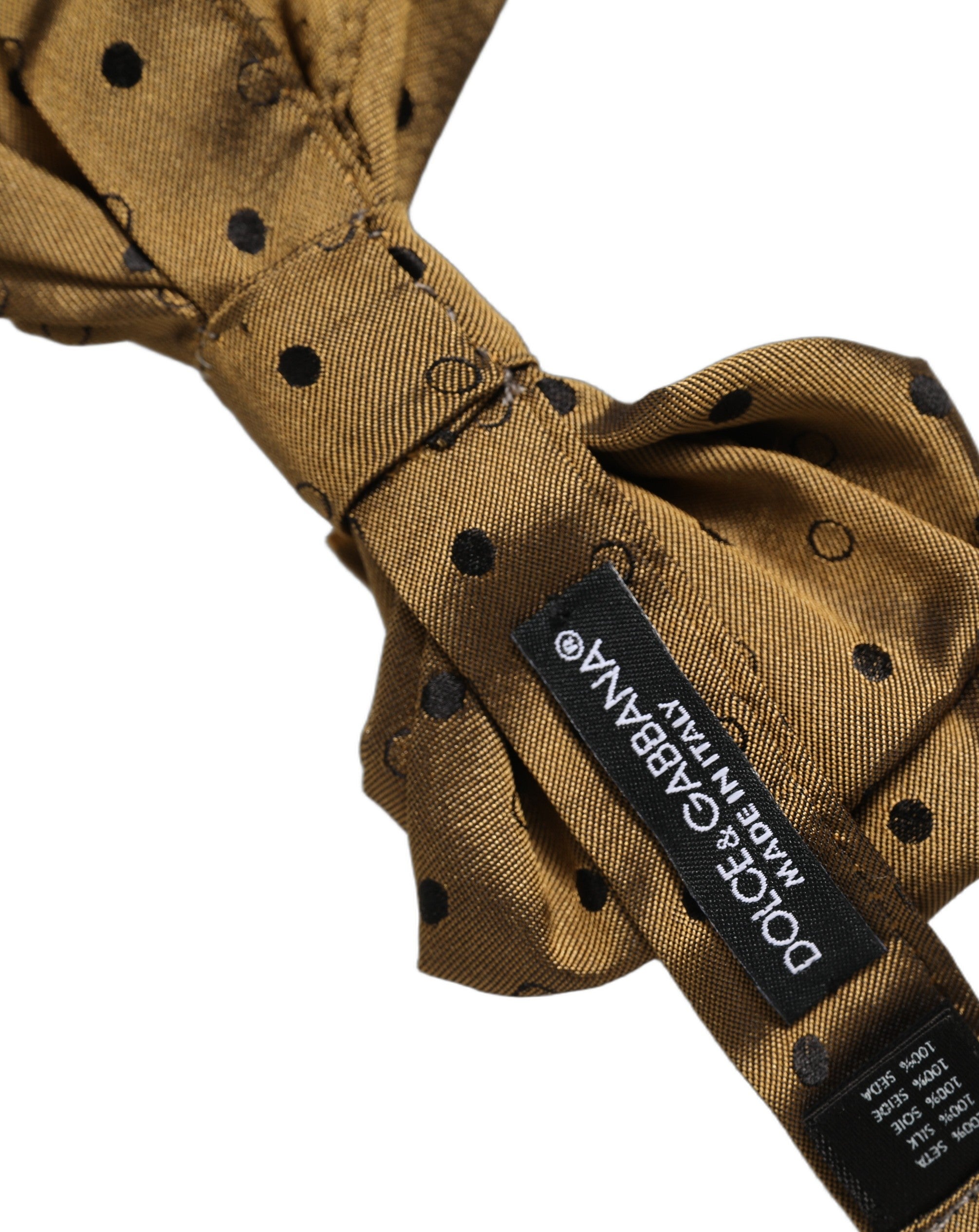 Men Brown Polka Dot Silk Adjustable Neck Papillon Bow Tie