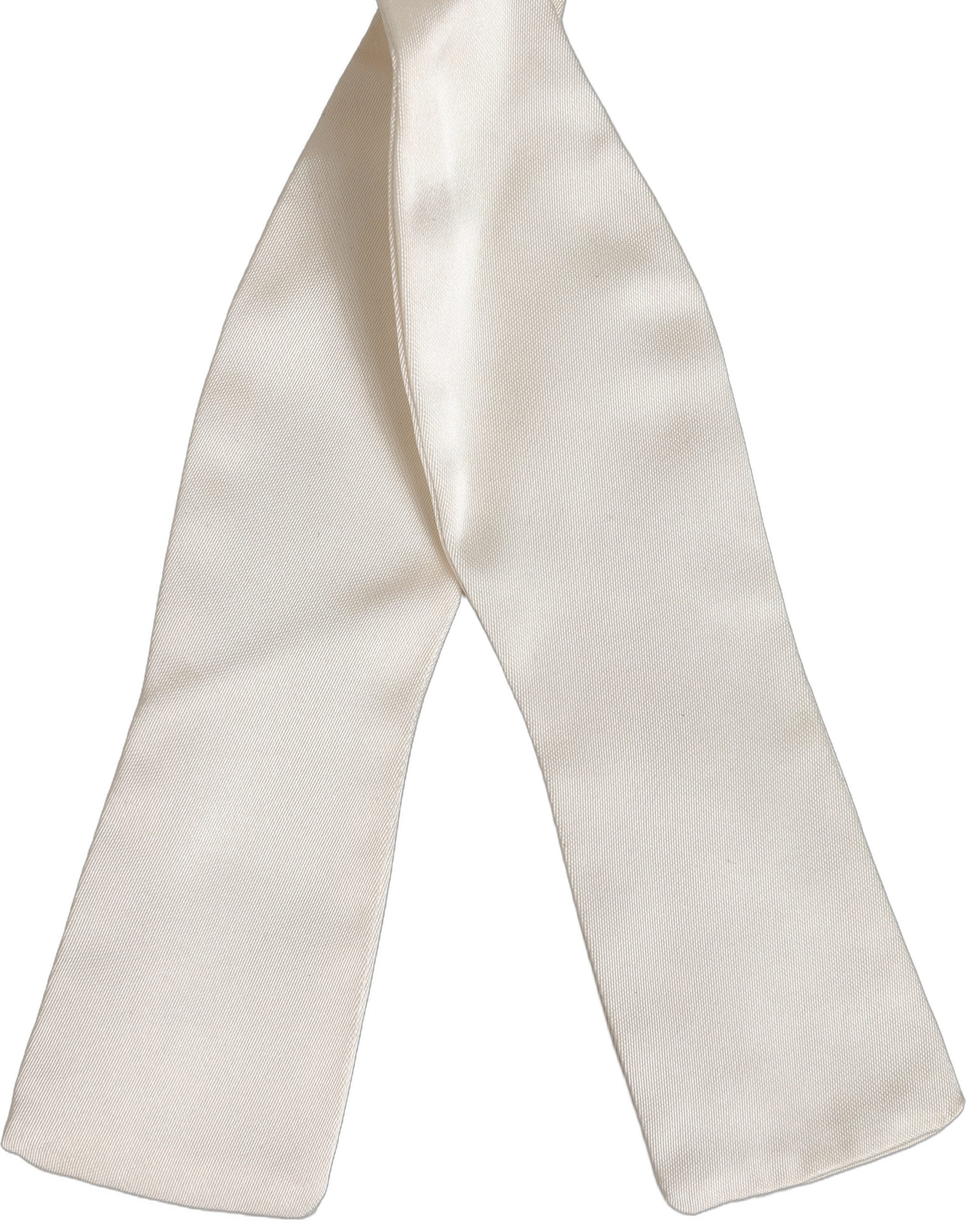 Men White 100% Silk Adjustable Neck Papillon Bow Tie