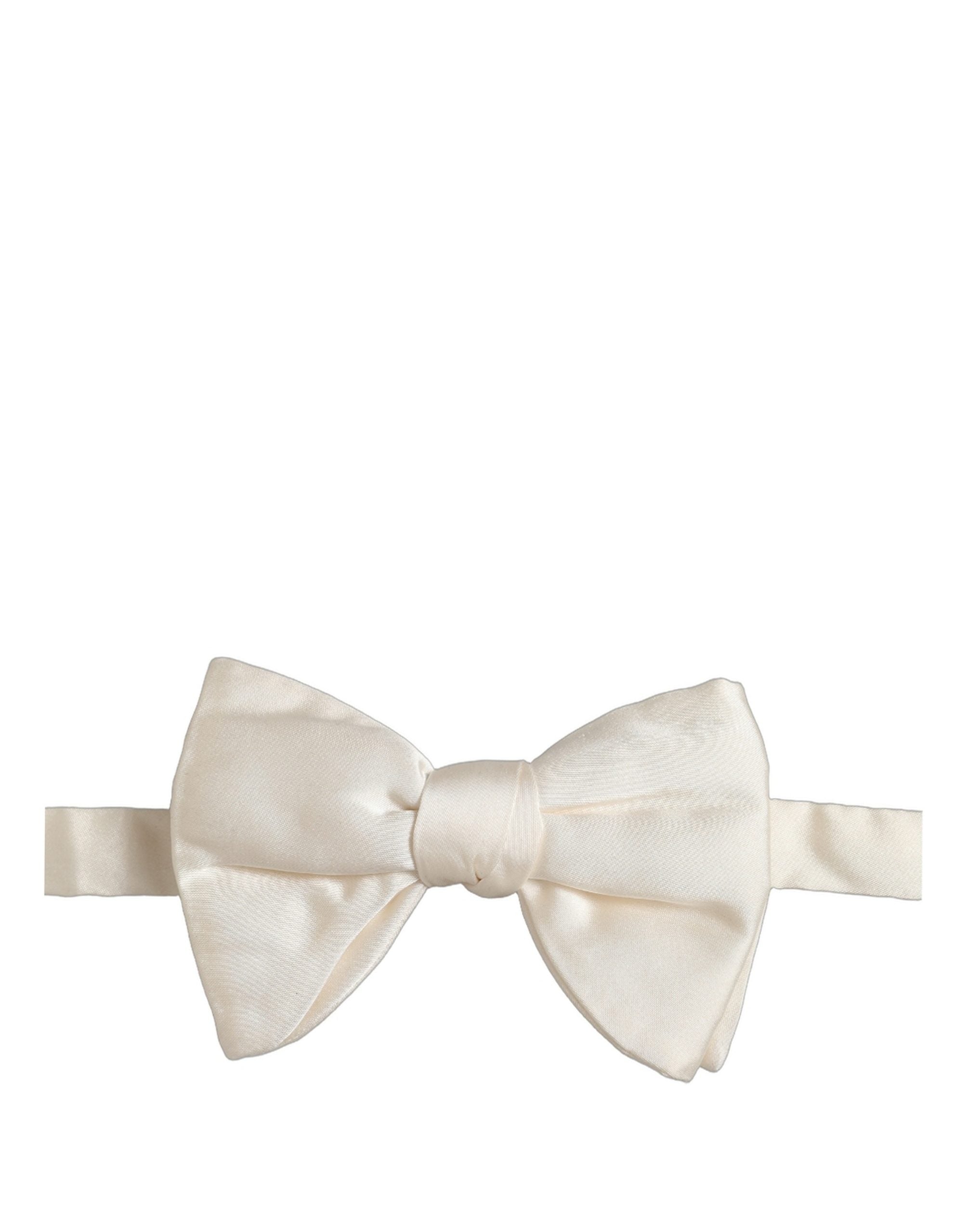 Men White 100% Silk Adjustable Neck Papillon Bow Tie