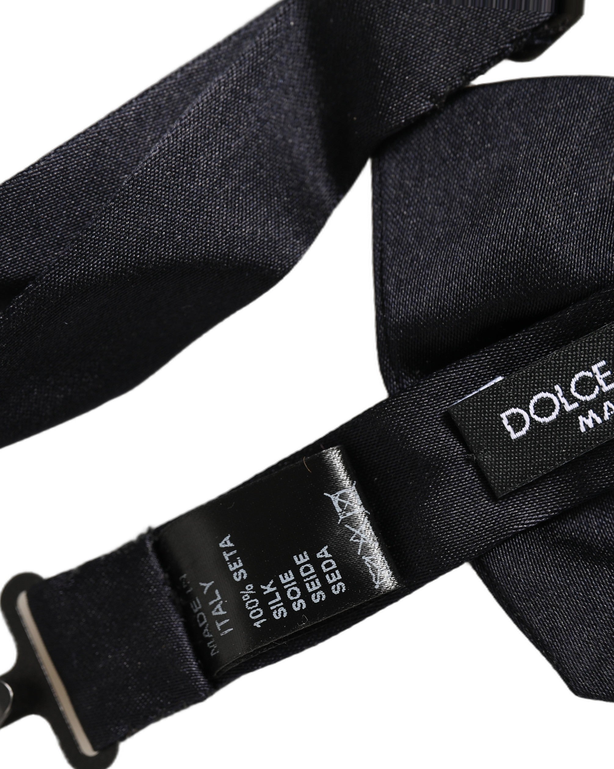 Men Black 100% Silk Adjustable Neck Papillon Bow Tie