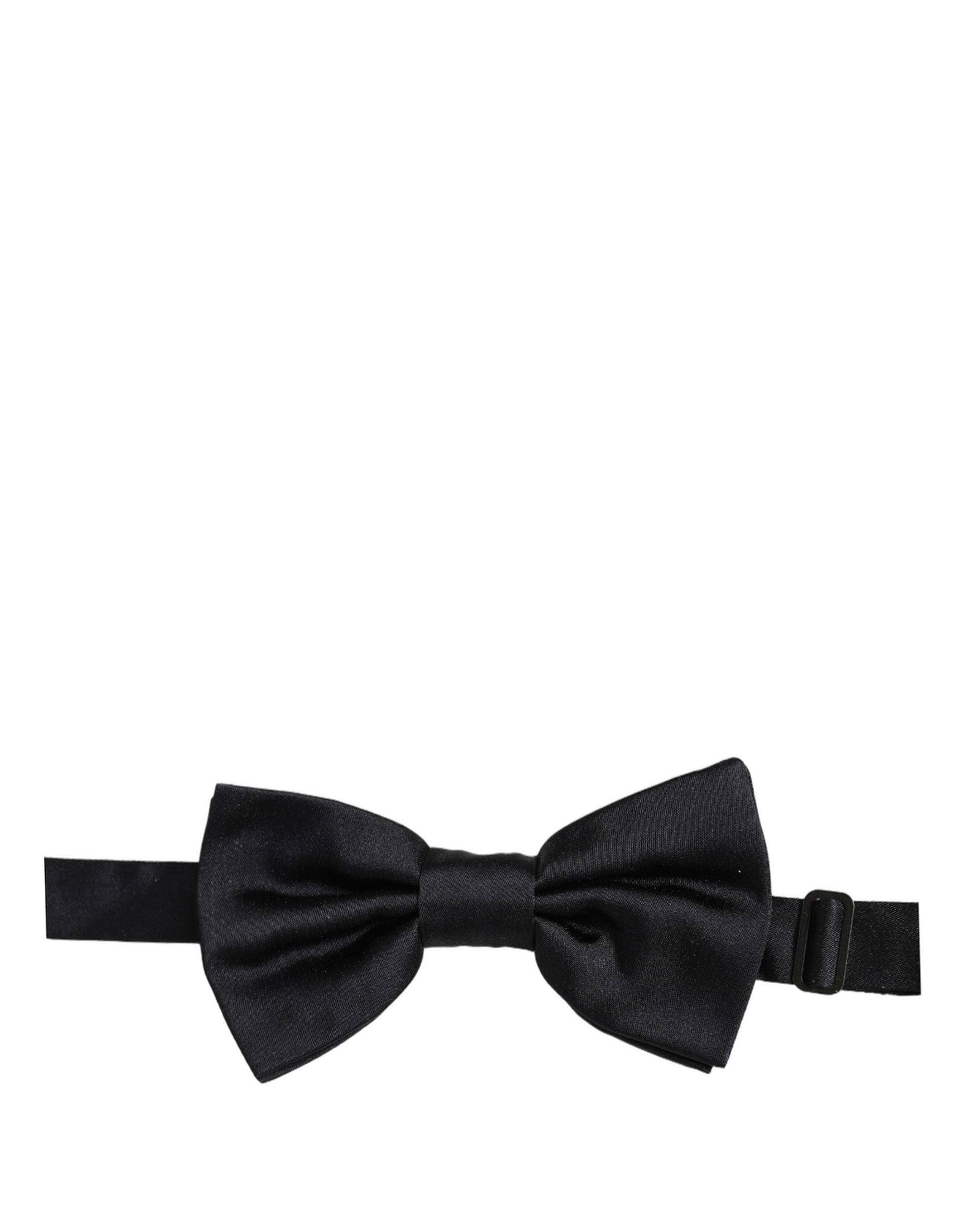 Men Black 100% Silk Adjustable Neck Papillon Bow Tie
