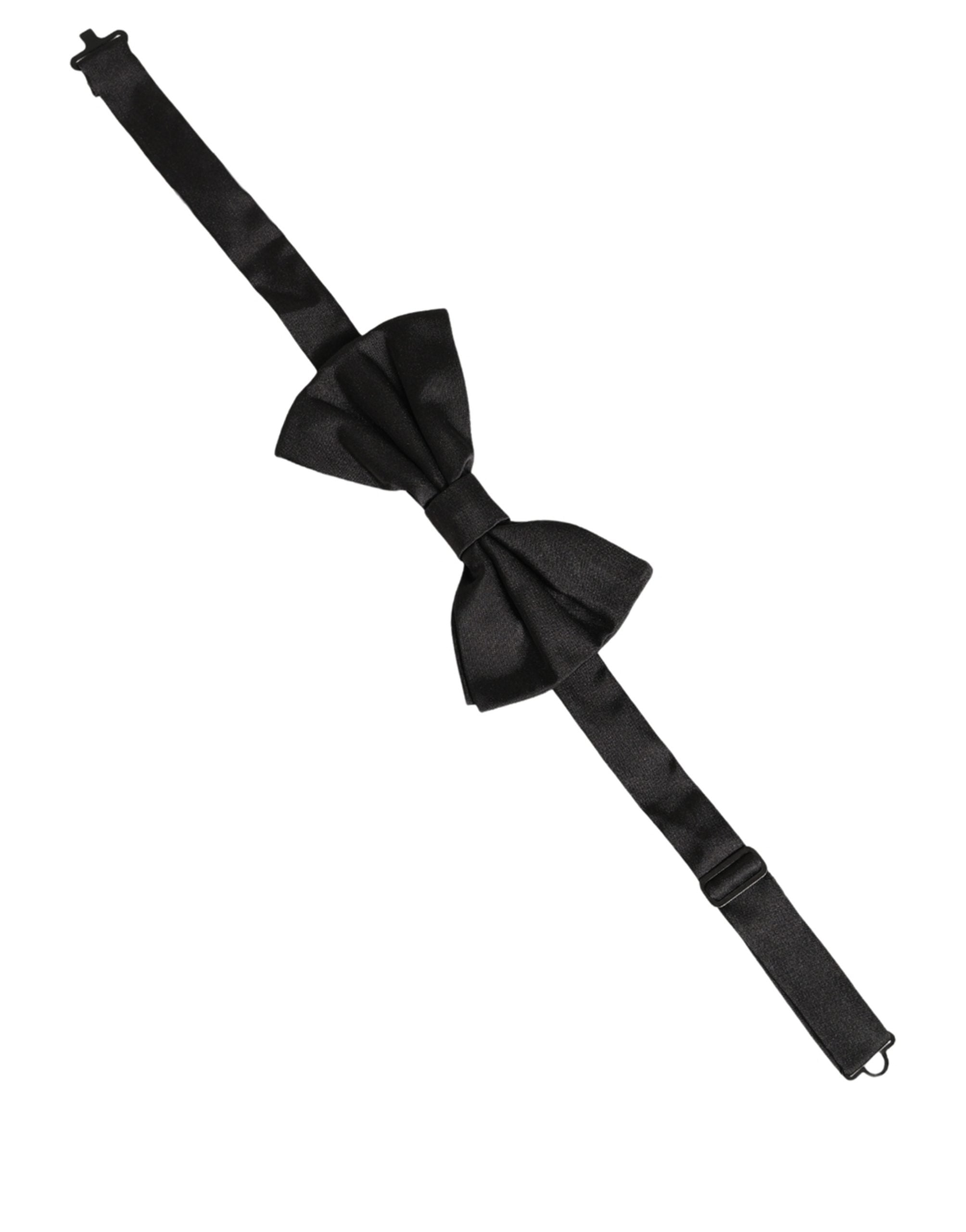 Men Black 100% Silk Adjustable Neck Papillon Bow Tie