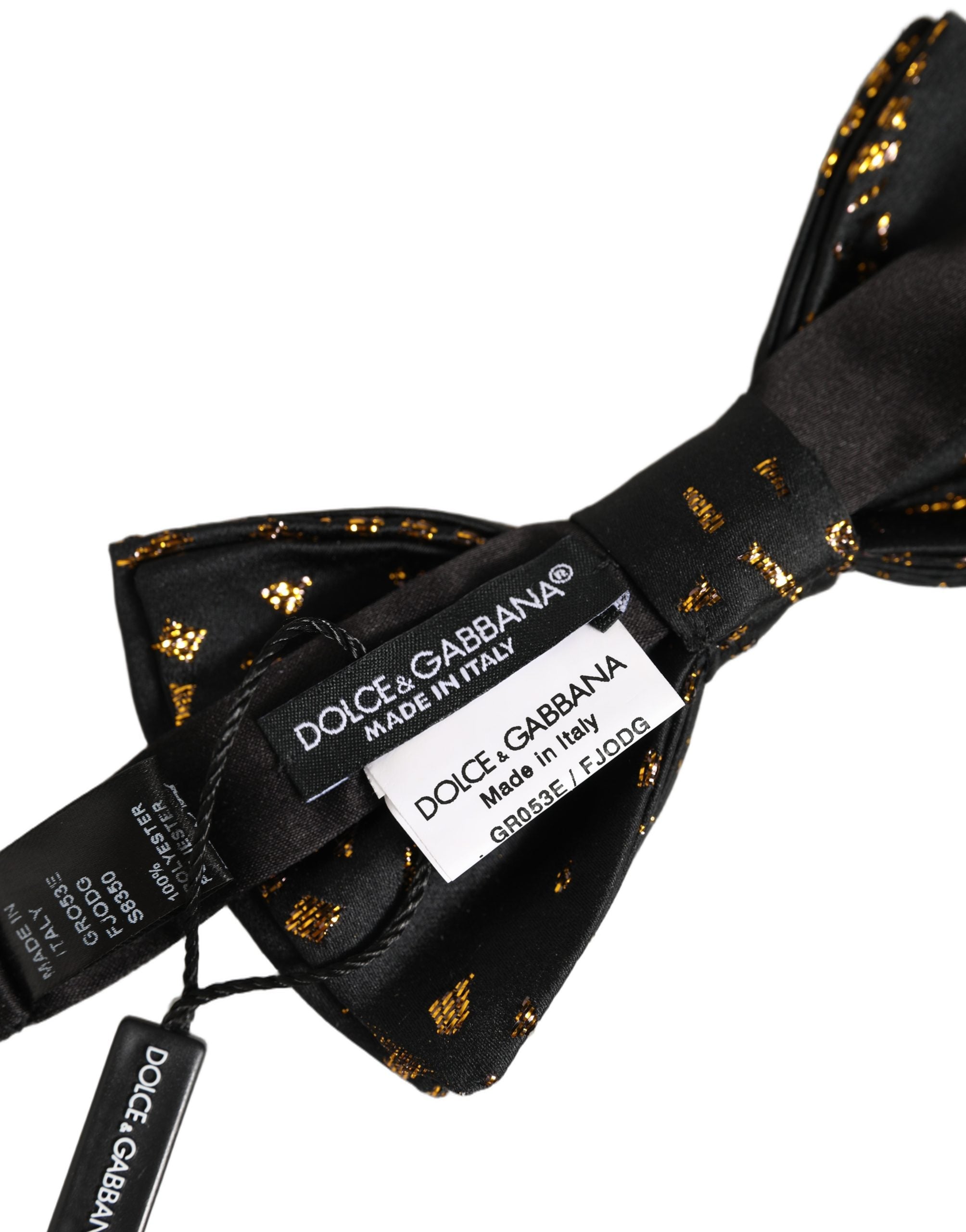 Black Gold Speckle Pattern Adjustable Neck Papillon Bow Tie
