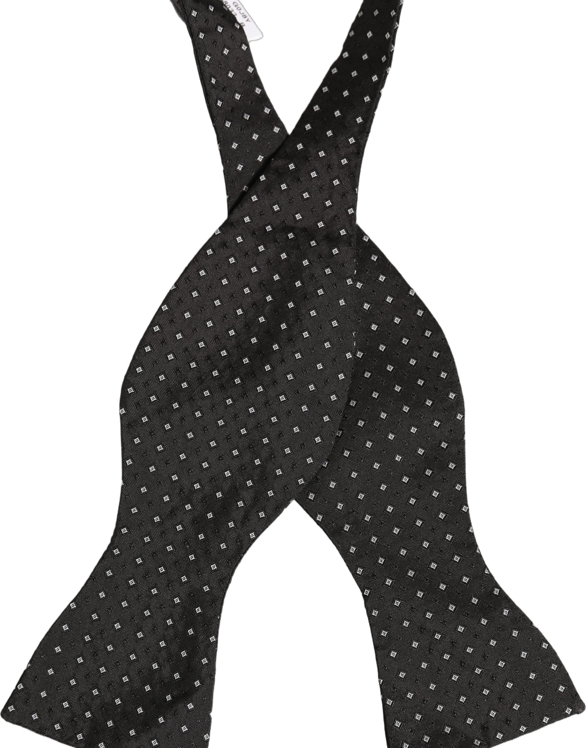 Black White Polka Dot Adjustable Neck Papillon Bow Tie