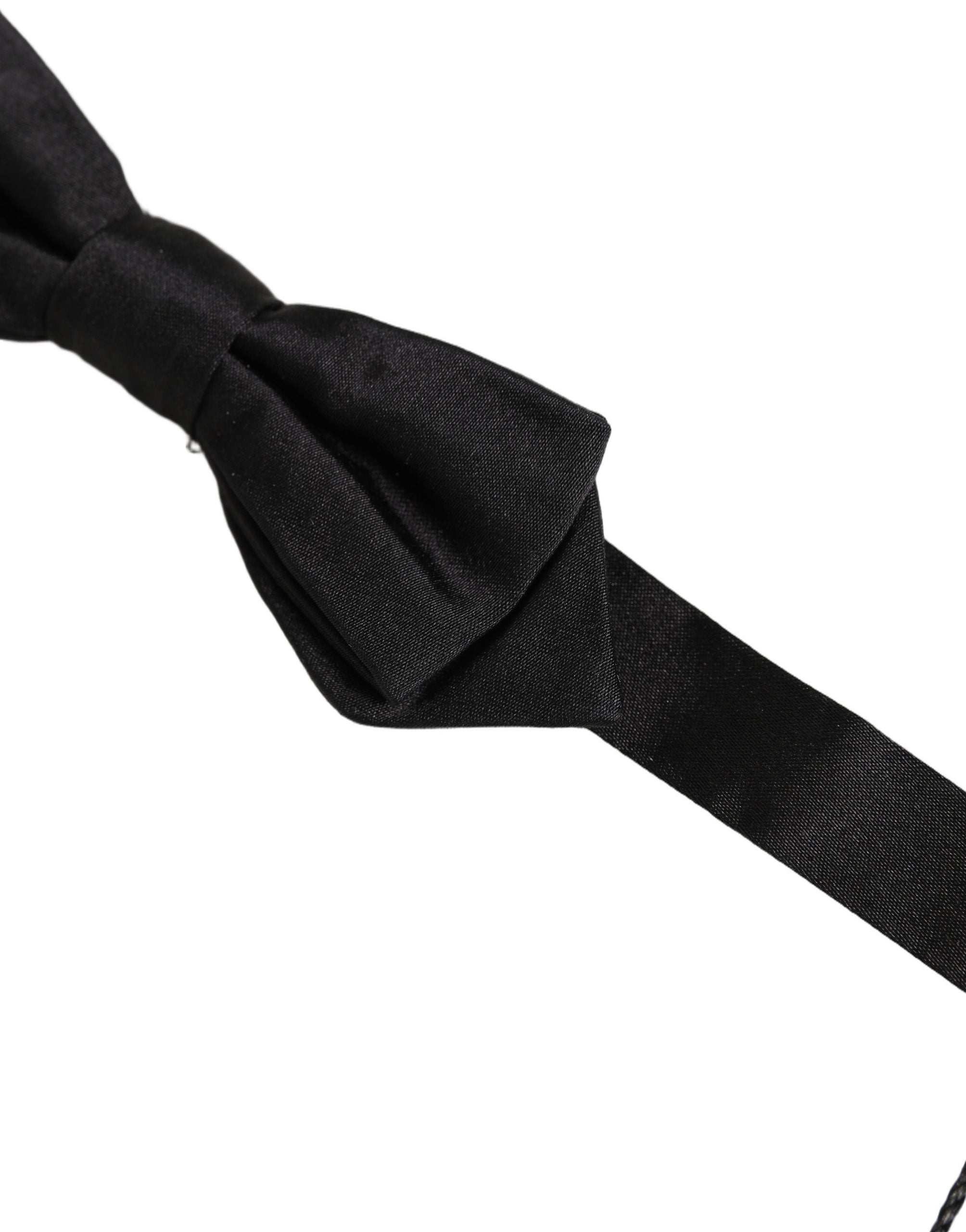 Men Black 100% Silk Adjustable Neck Papillon Bow Tie