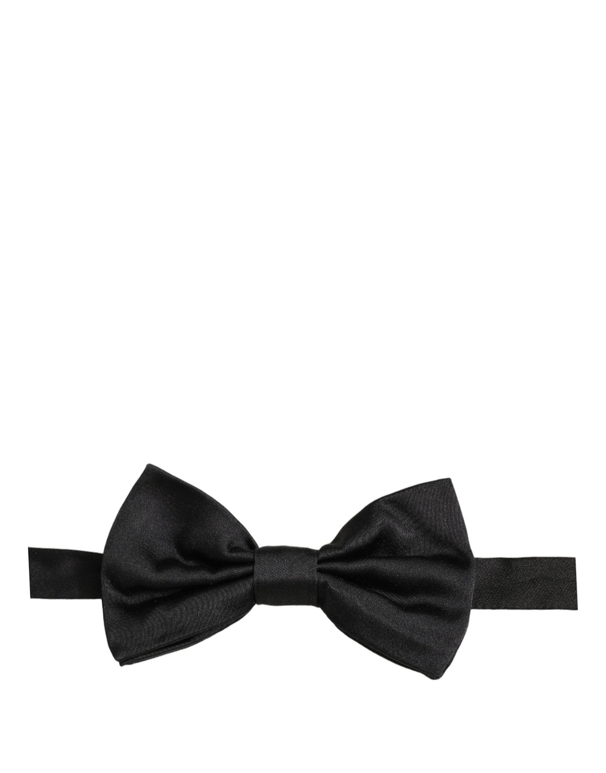 Men Black 100% Silk Adjustable Neck Papillon Bow Tie