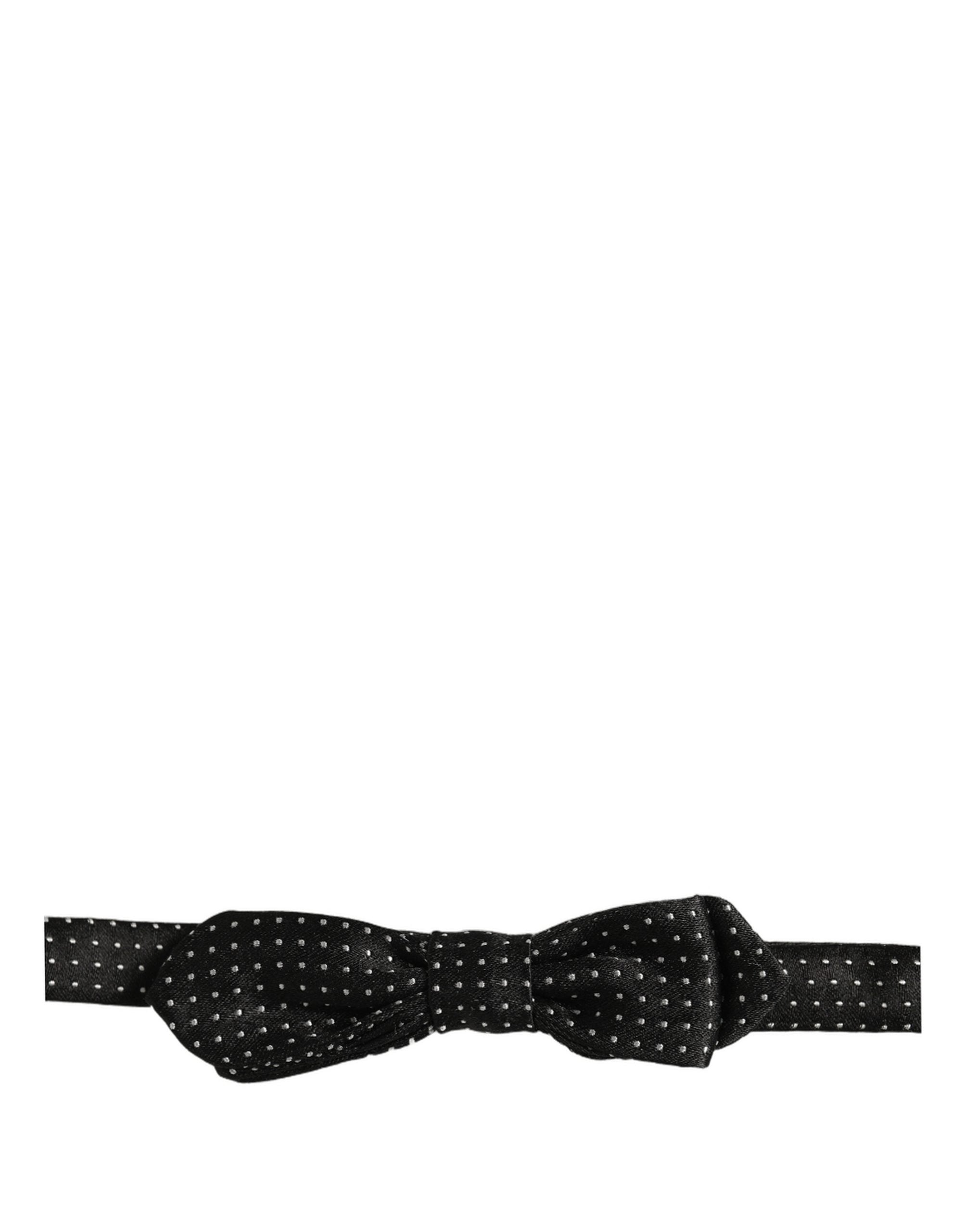 Black White Polka Dot Adjustable Neck Papillon Bow Tie
