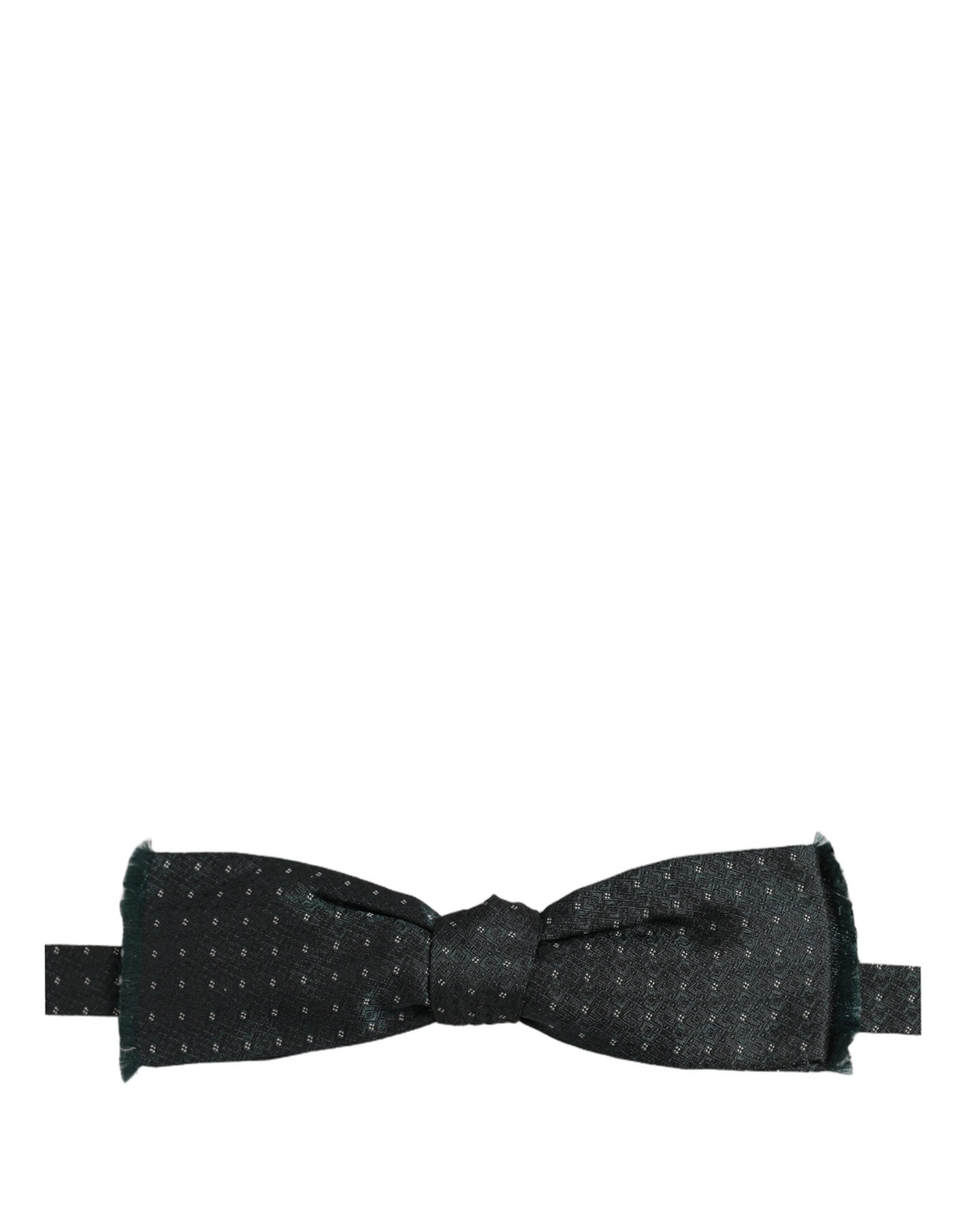 Men Green Patterned Adjustable Neck Papillon Bow Tie