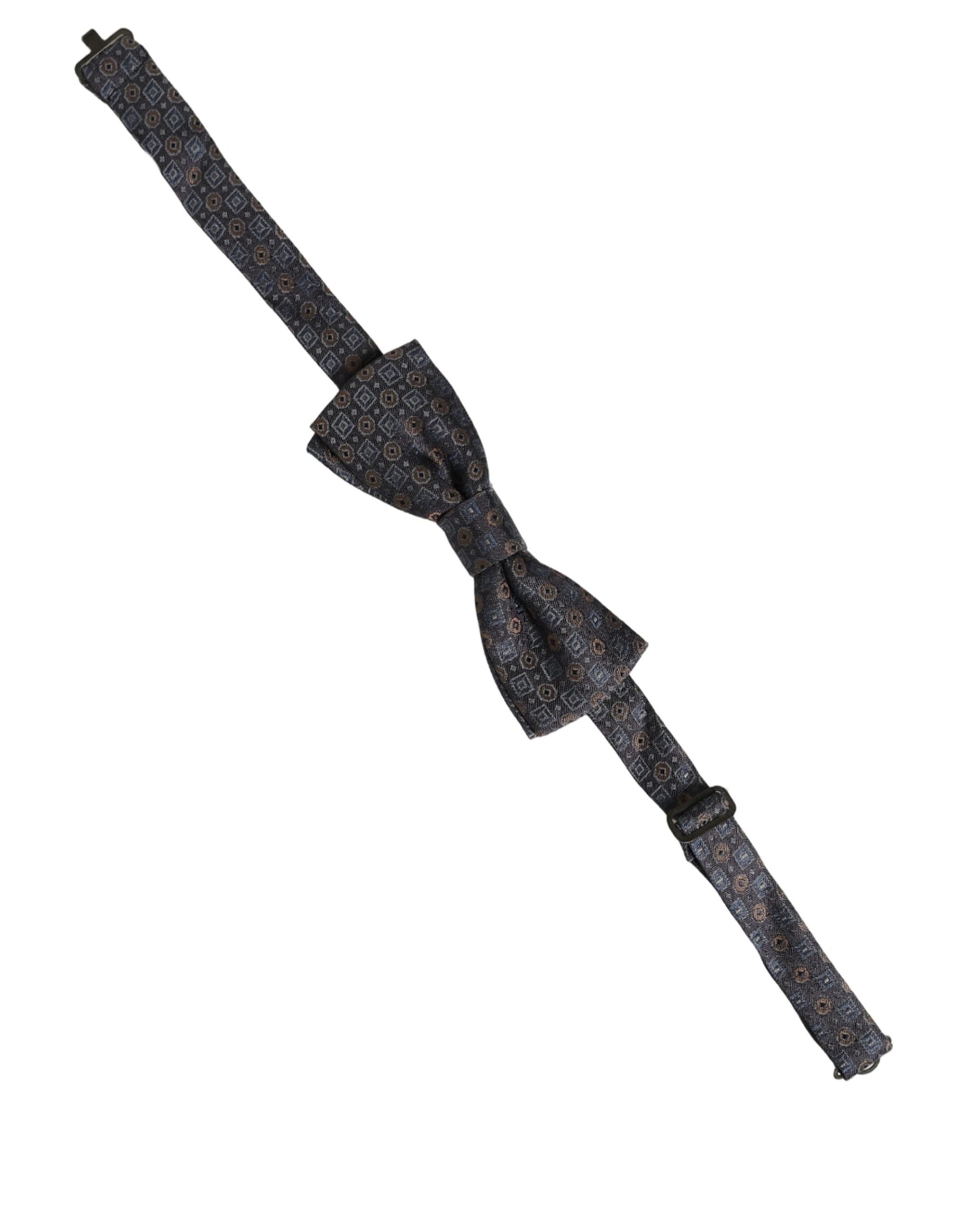 Men Dark Gray Geometric Adjustable Neck Bow Tie