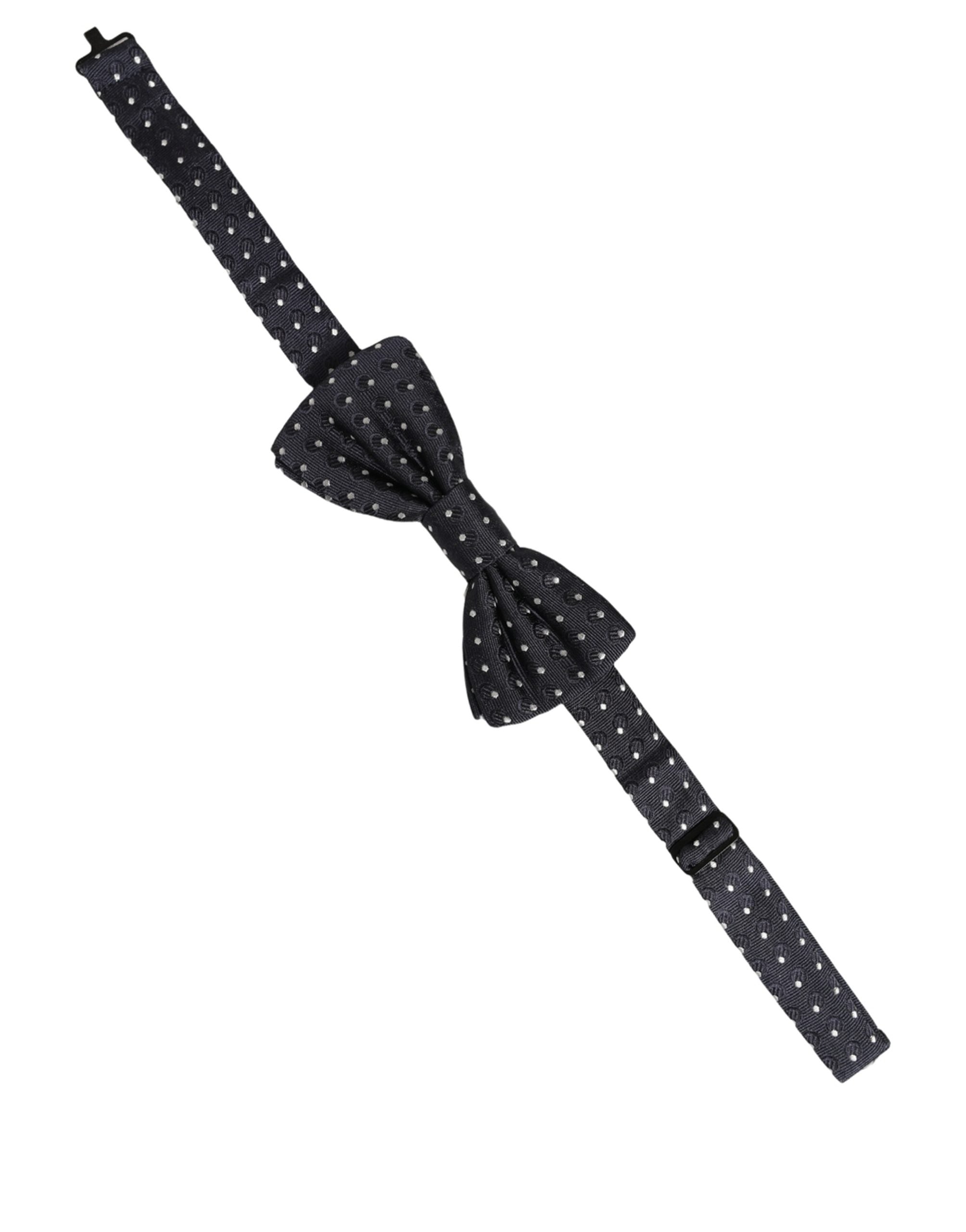 Black White Polka Dot Adjustable Neck Papillon Bow Tie