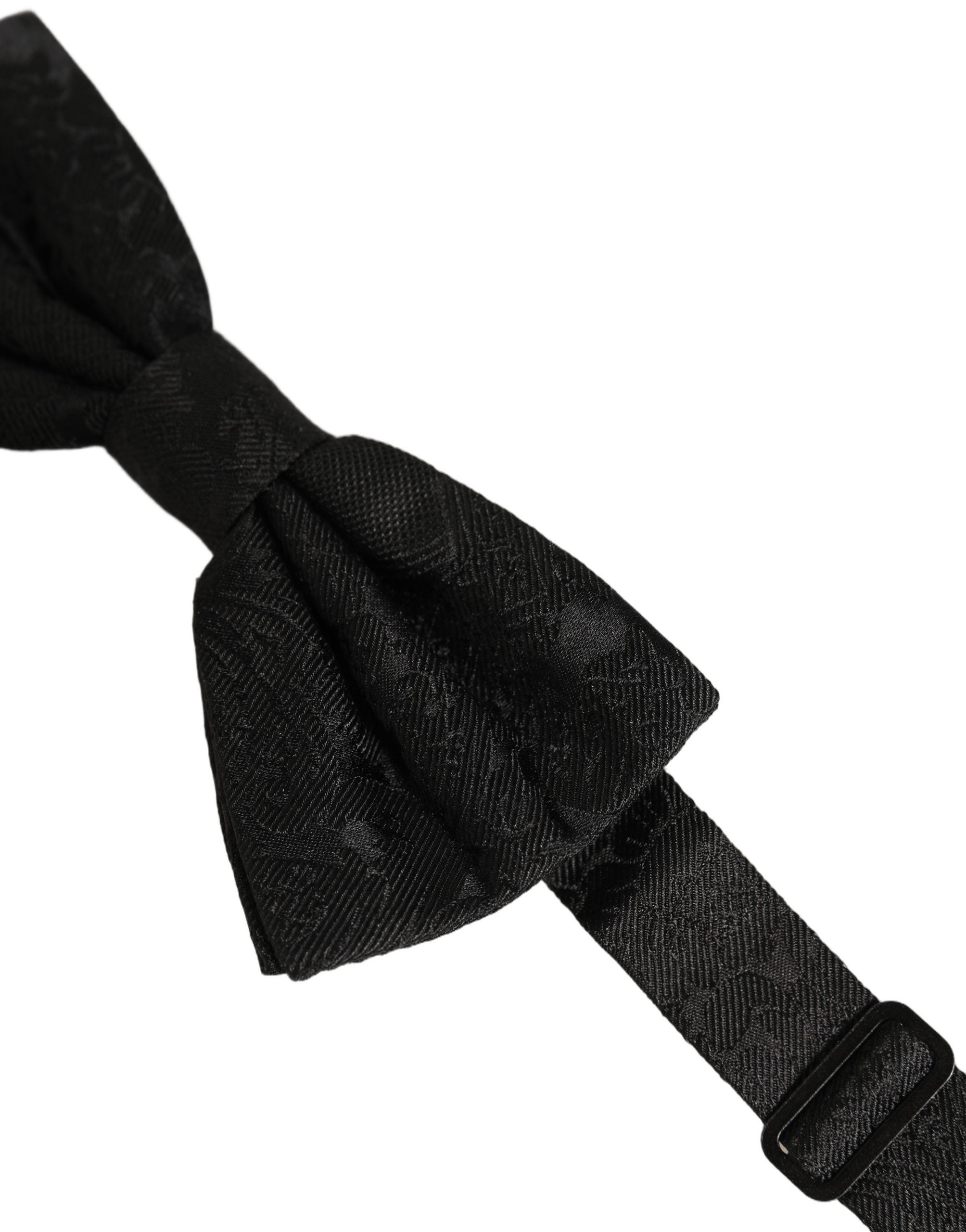 Men Black Paisley Silk Adjustable Neck Papillon Bow Tie