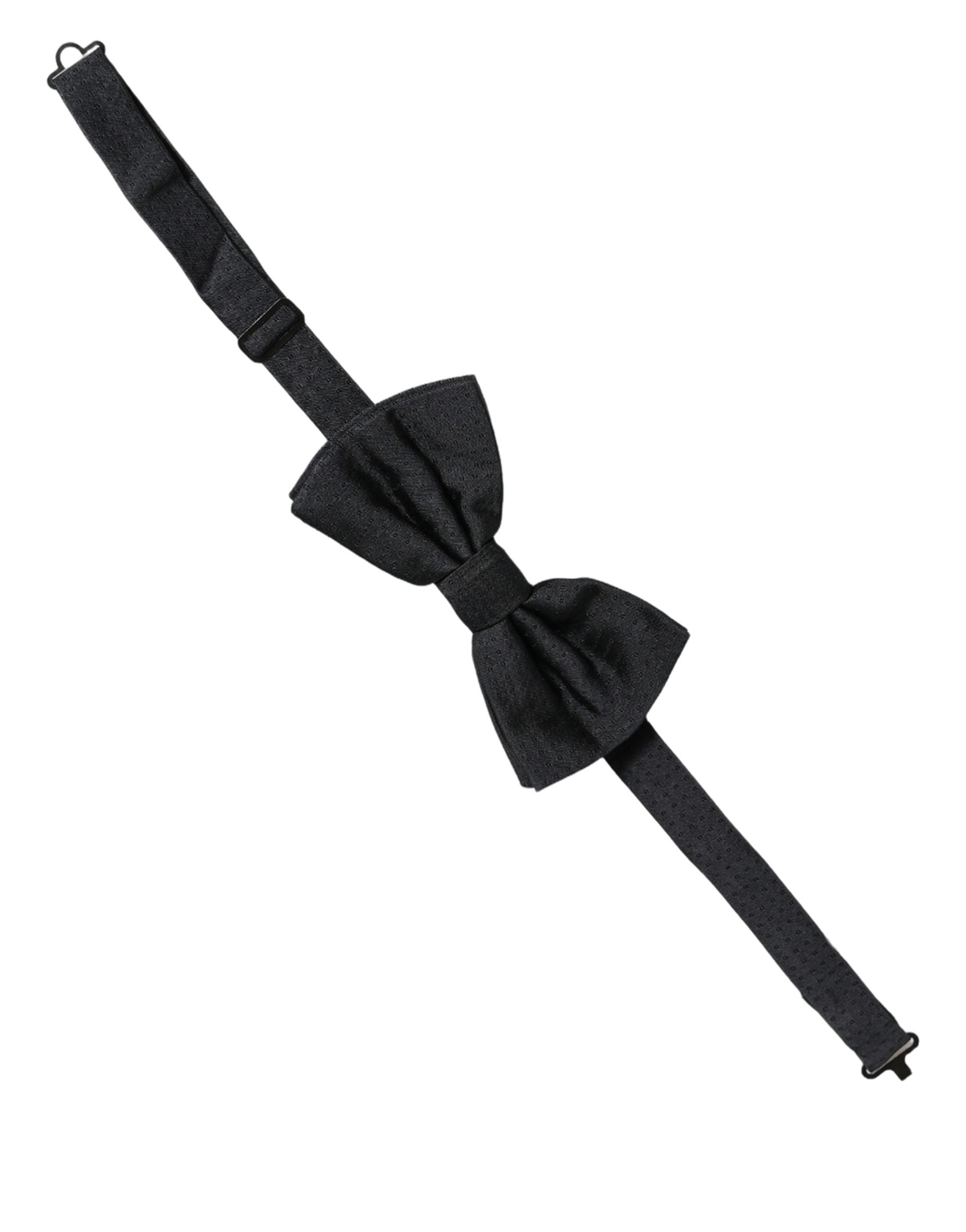 Men Black 100% Silk Adjustable Neck Papillon Bow Tie