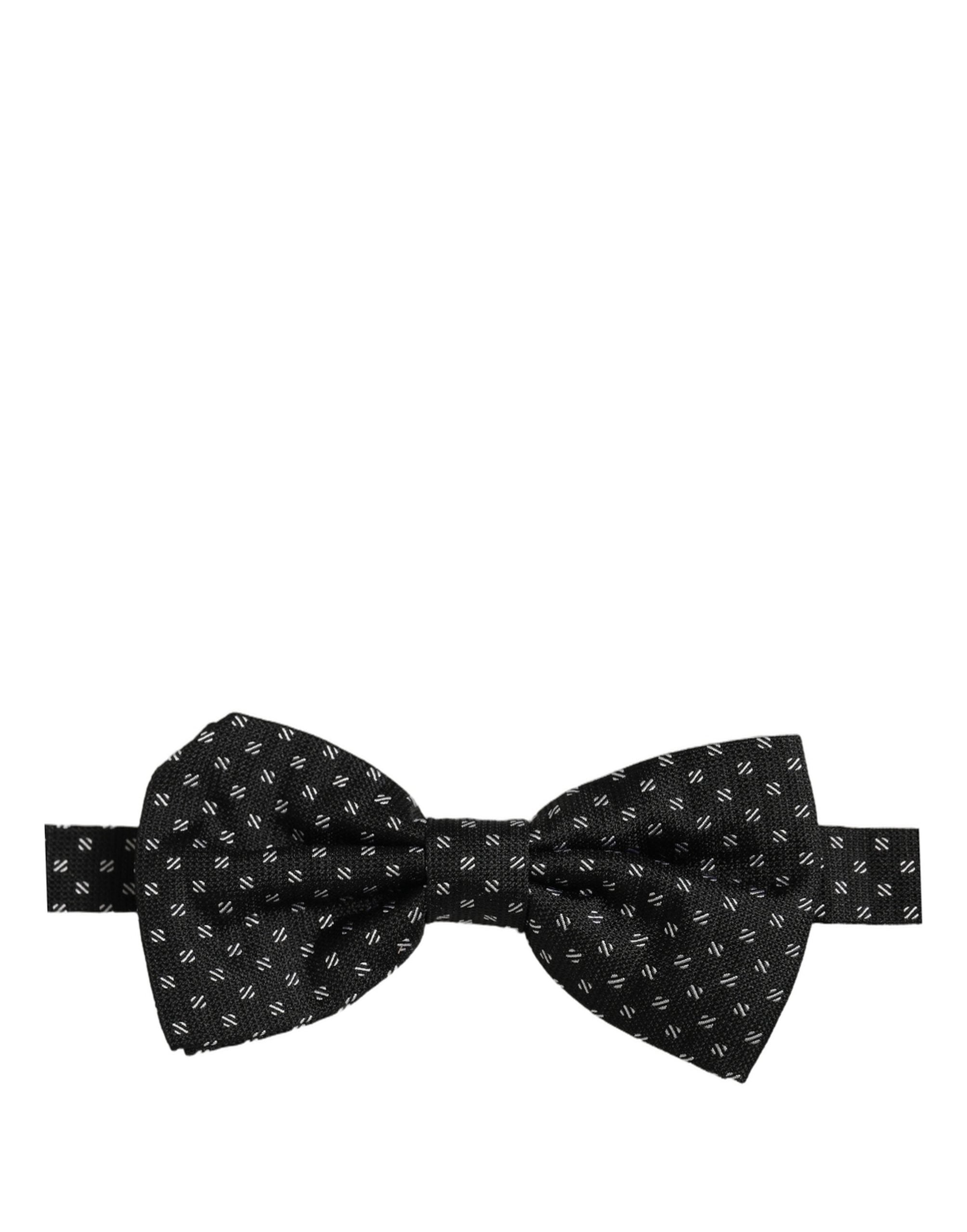 Men Black Patterned Adjustable Neck Papillon Bow Tie