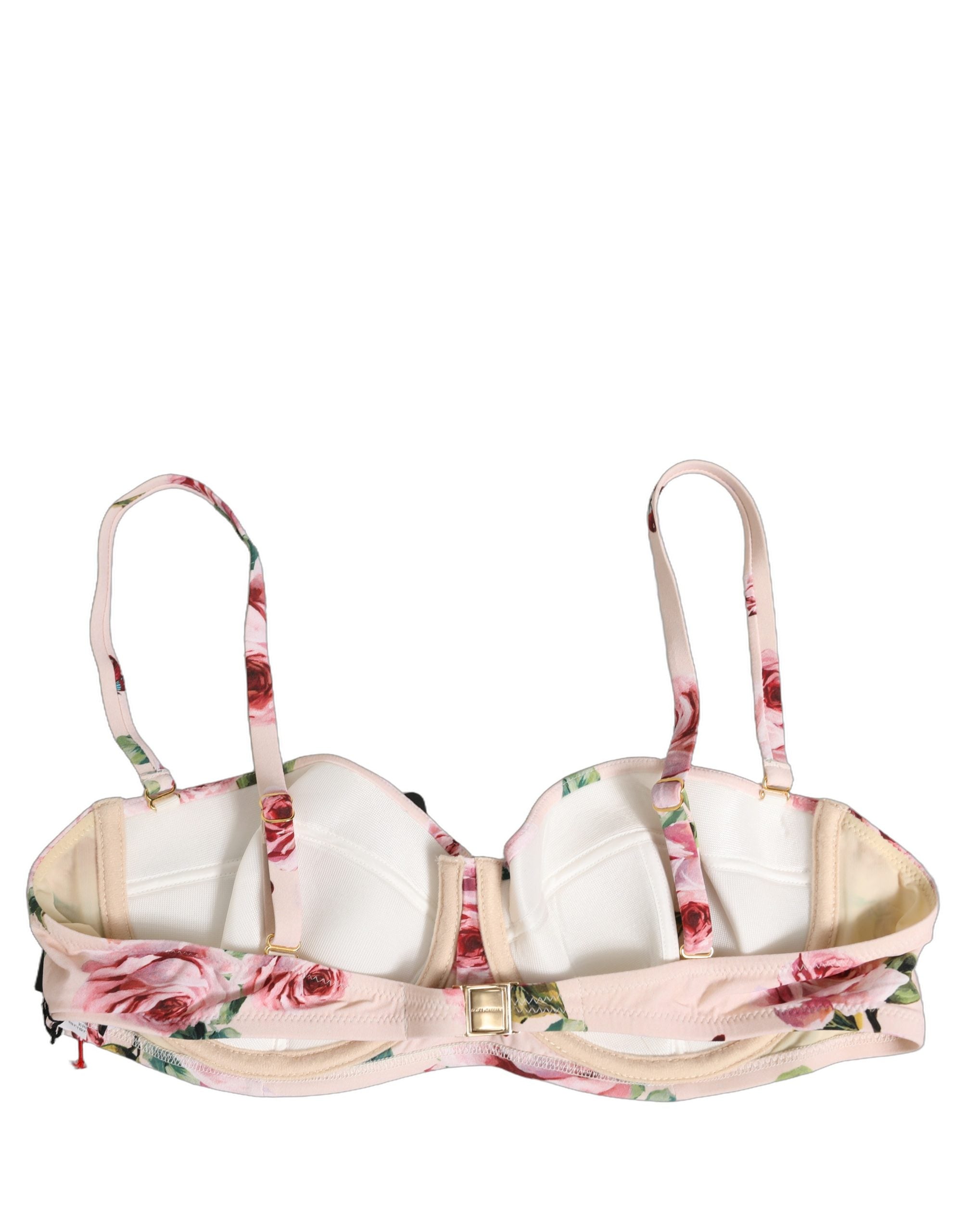 Pink Floral Print Underwire Beachwear Bikini Top