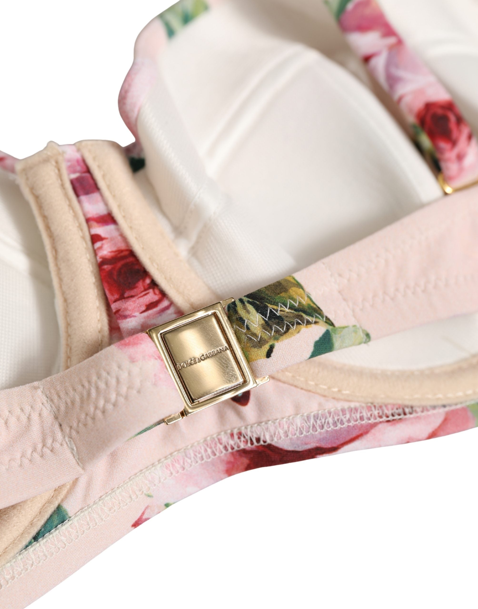 Pink Floral Print Underwire Beachwear Bikini Top