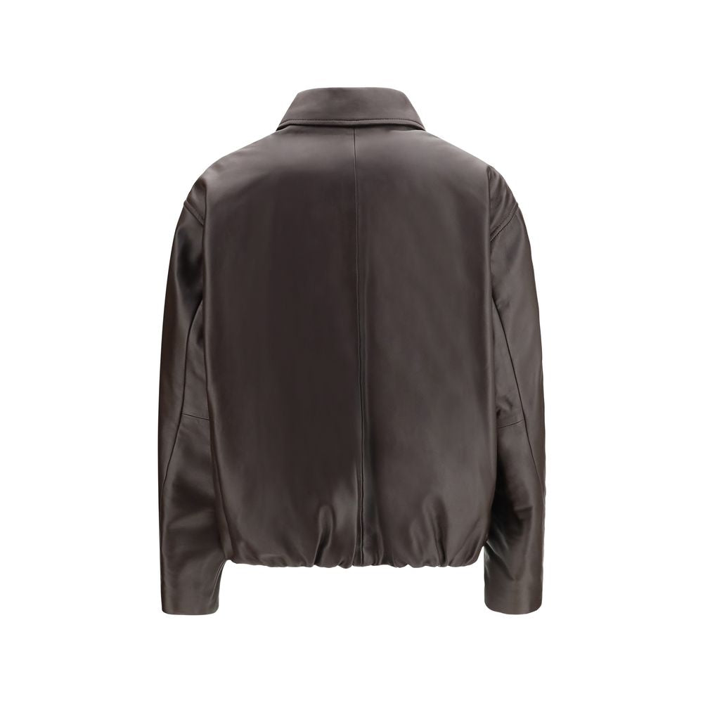 Brown Leather Bomber