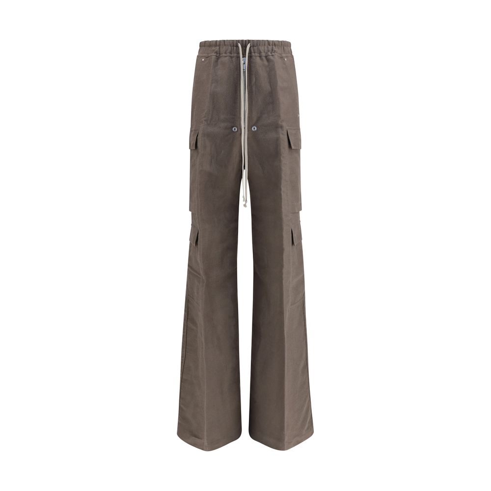 Gray Ramie Cargo Pants