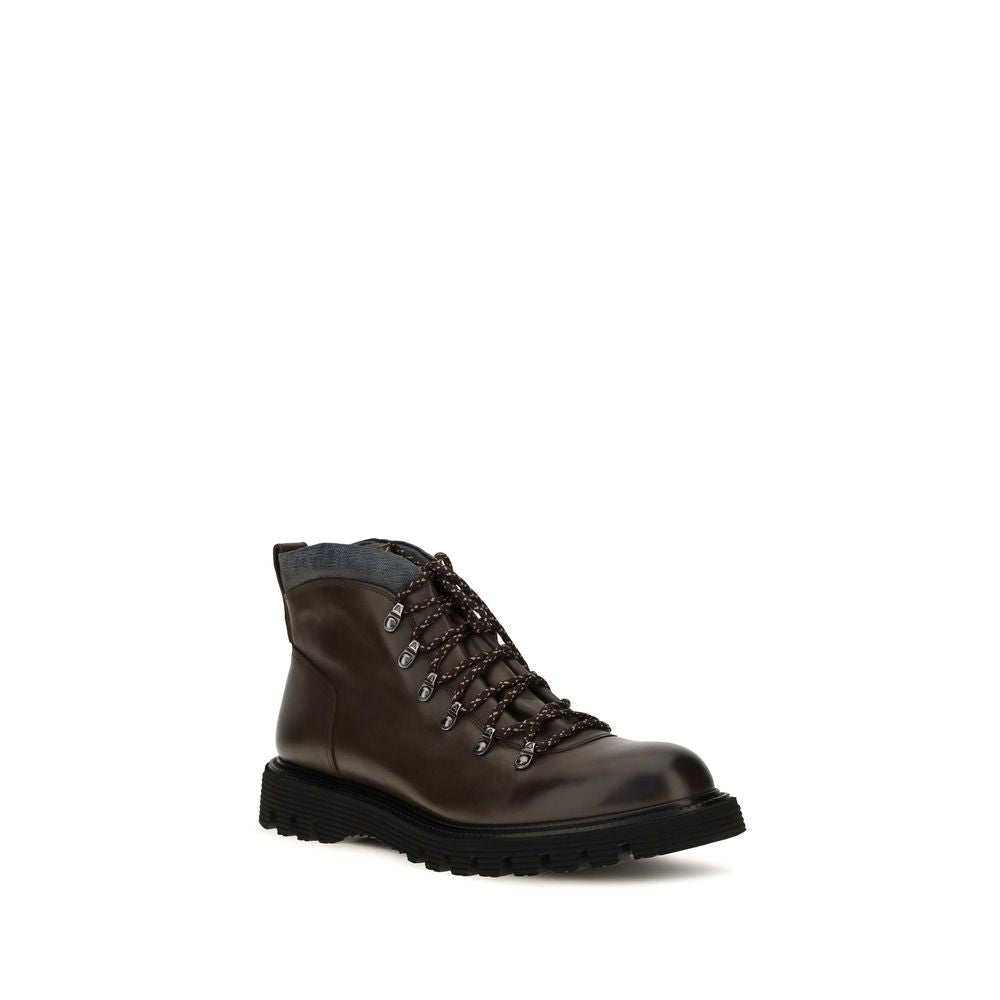 Brown Calf Leather Bos Taurus Lace-Up Boots