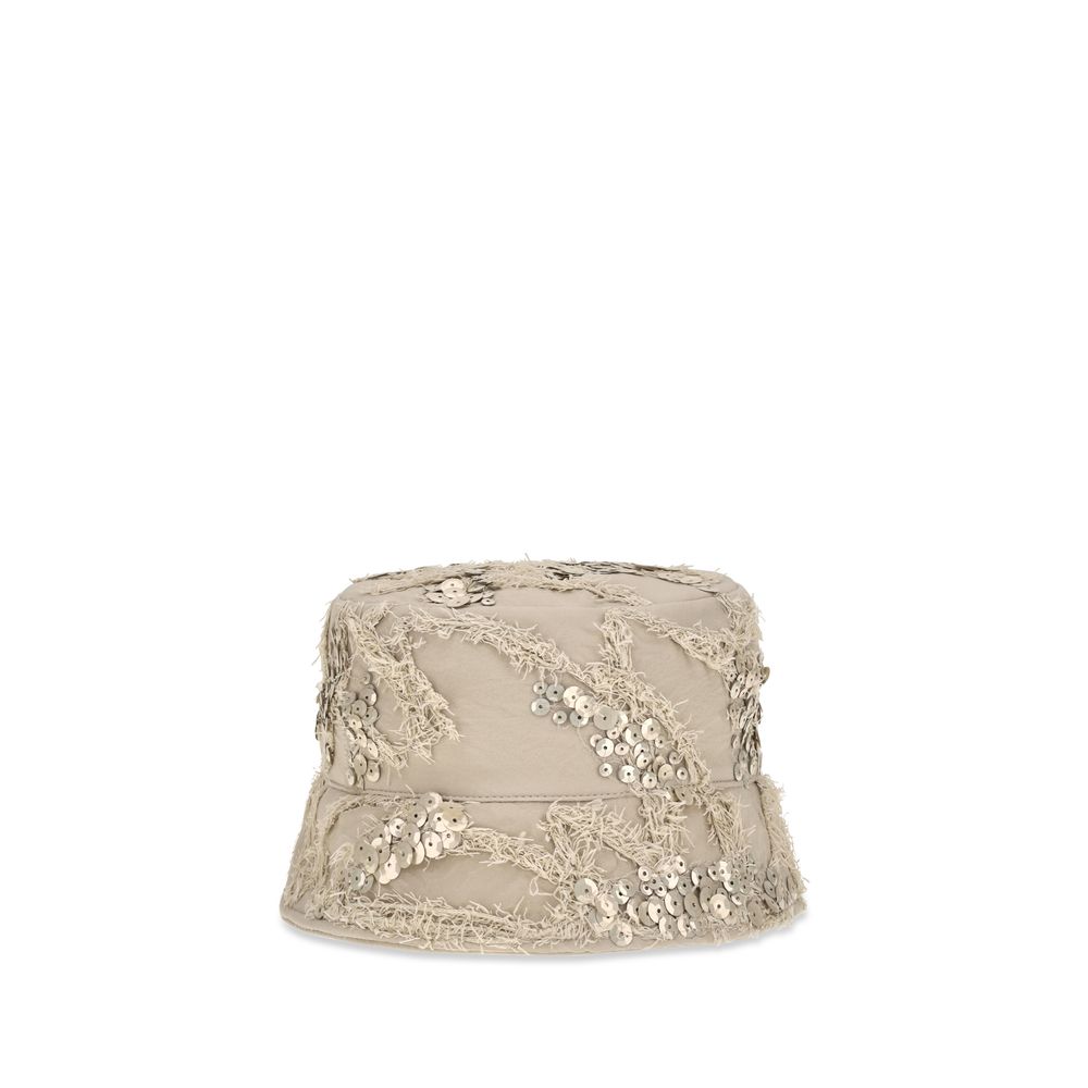 Beige Silk Bucket Hat