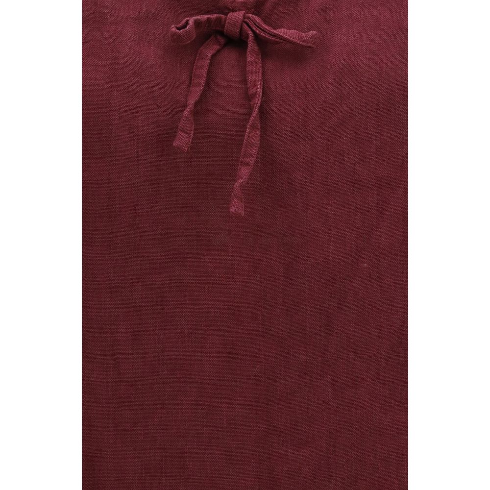 Bordeaux Linen Casual Dress