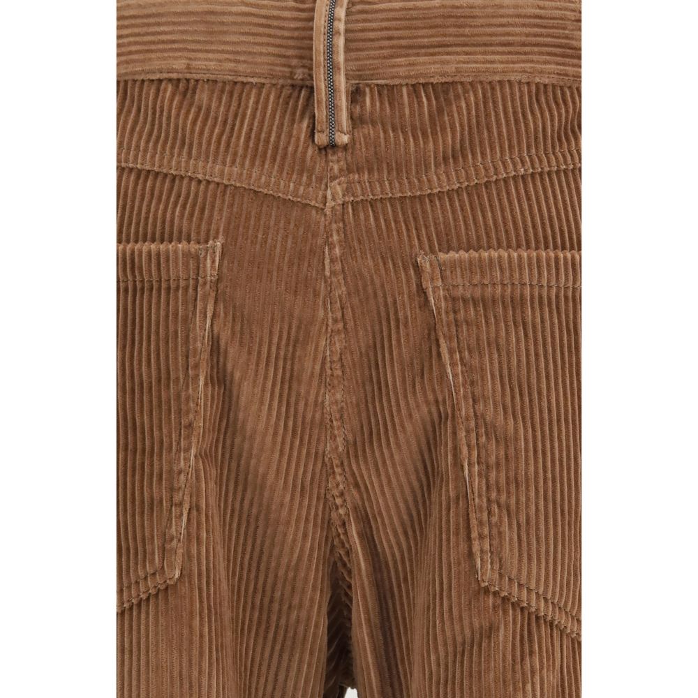 Brown Cotton Casual Pants