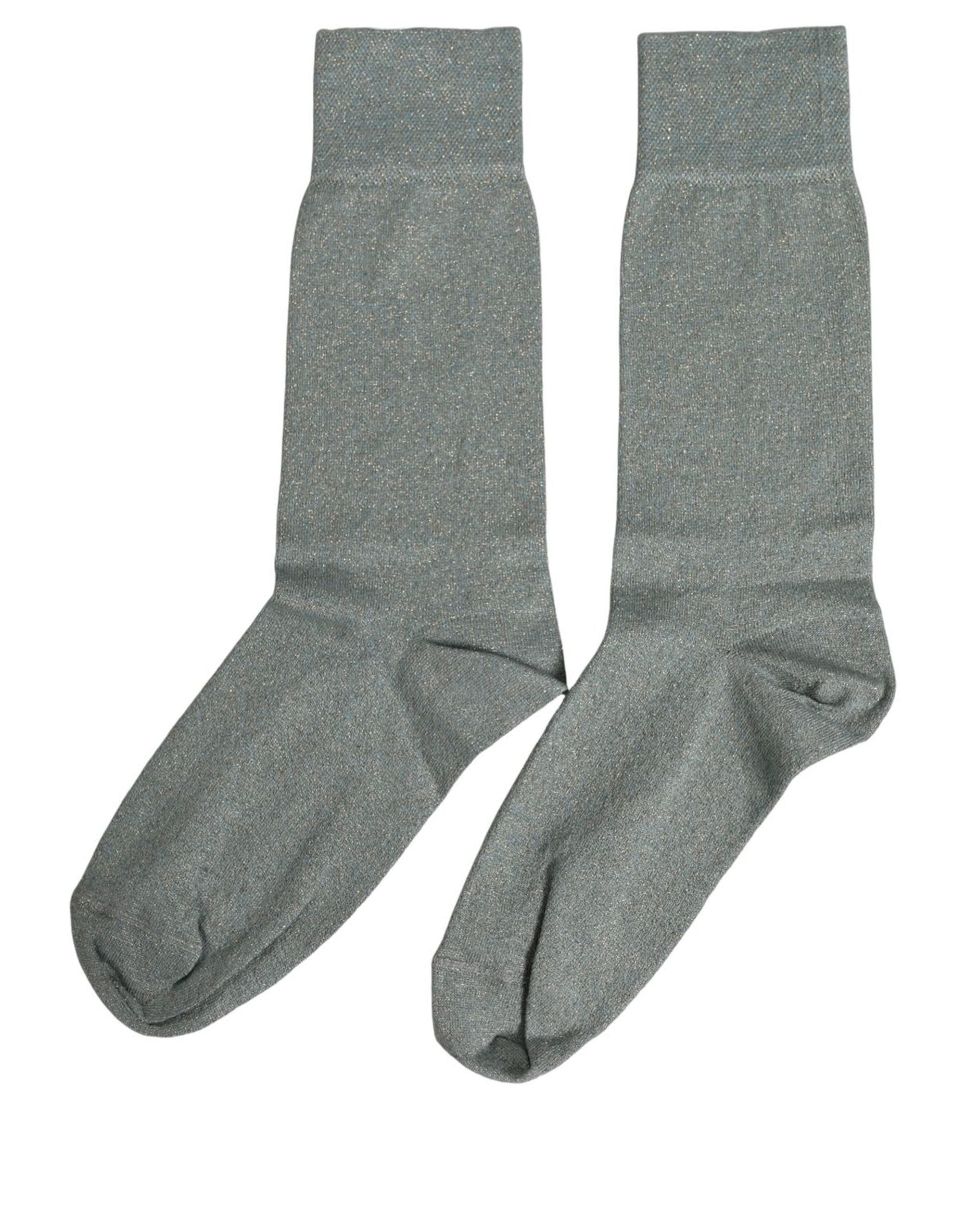 Gray Viscose Logo Mid Calf Accessory Socks