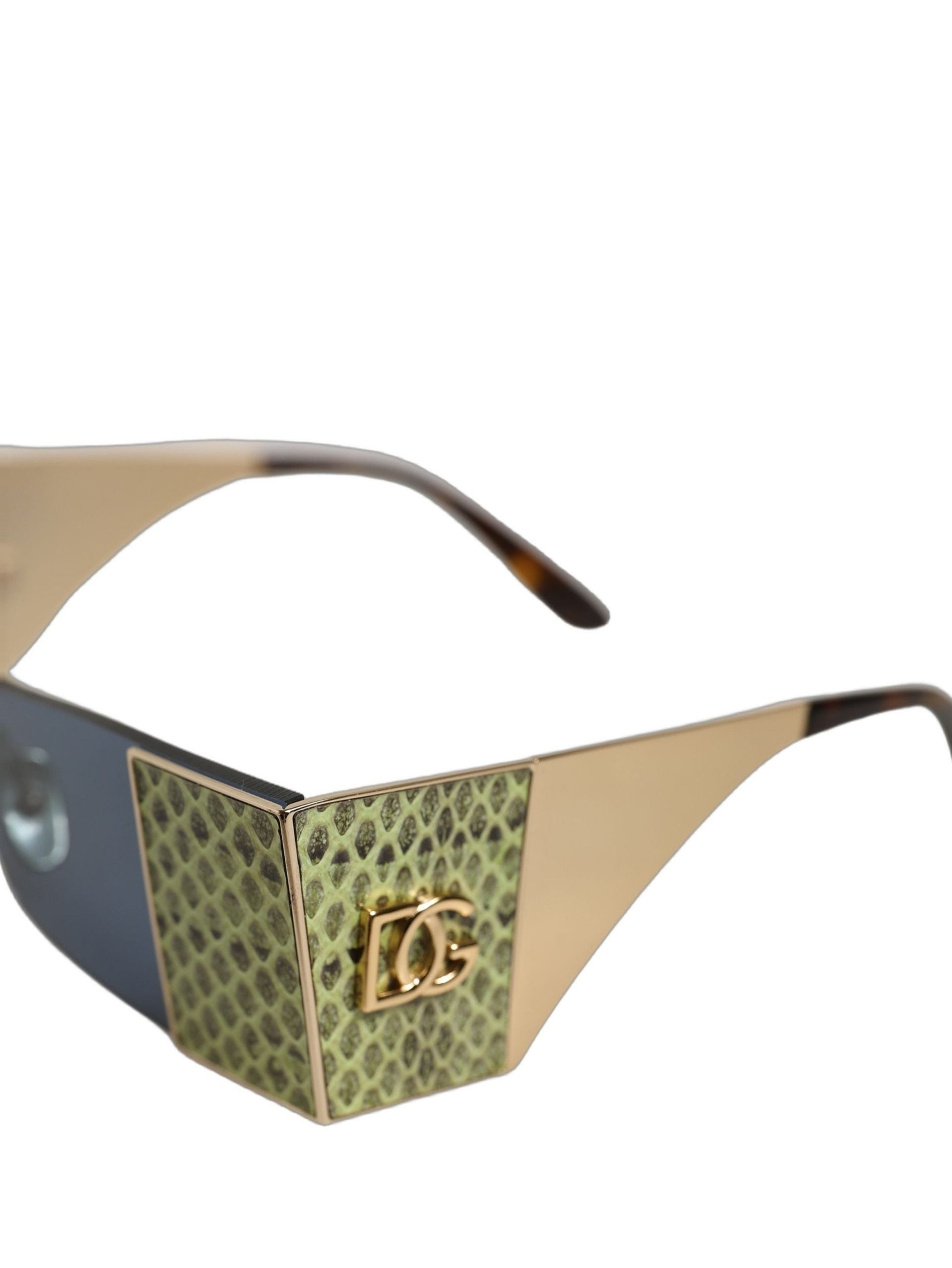 Gold Metal DG2263 Rectangle Snakeskin Frame Sunglasses