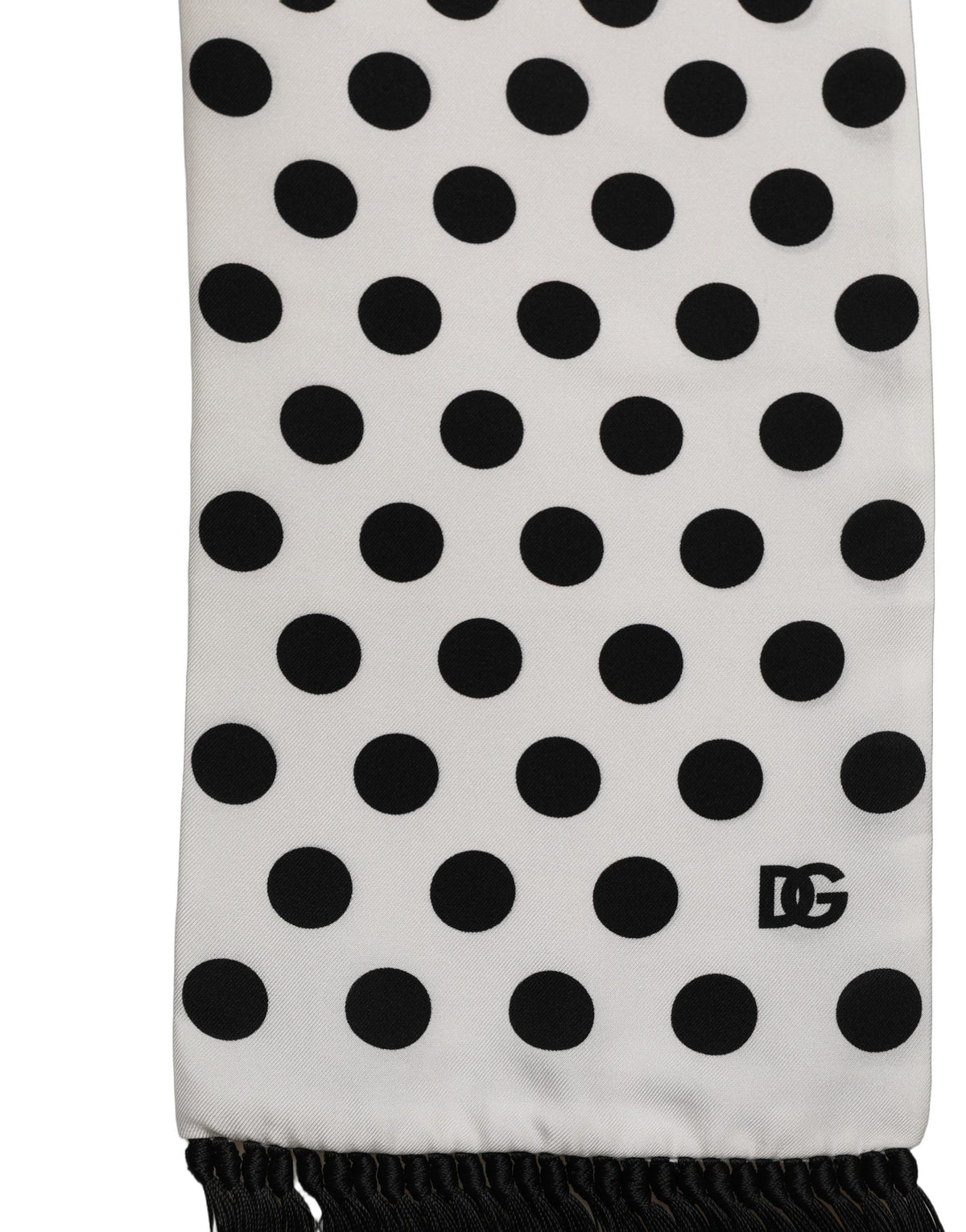 Black White Polka Dot Fringed Lace Stole Scarf