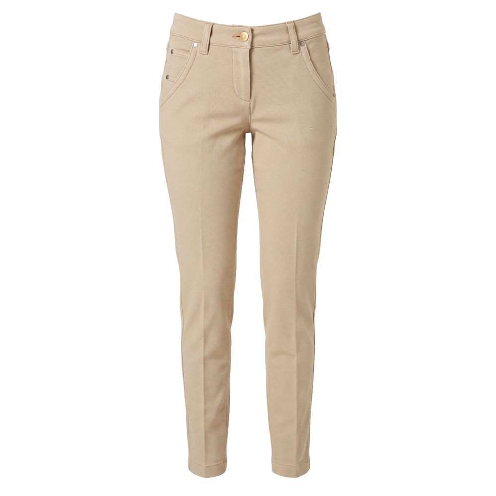 Beige Cotton Womens Pant