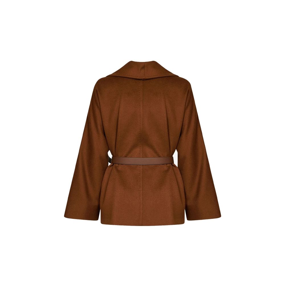 Brown Virgin Wool Full-Length Jacket
