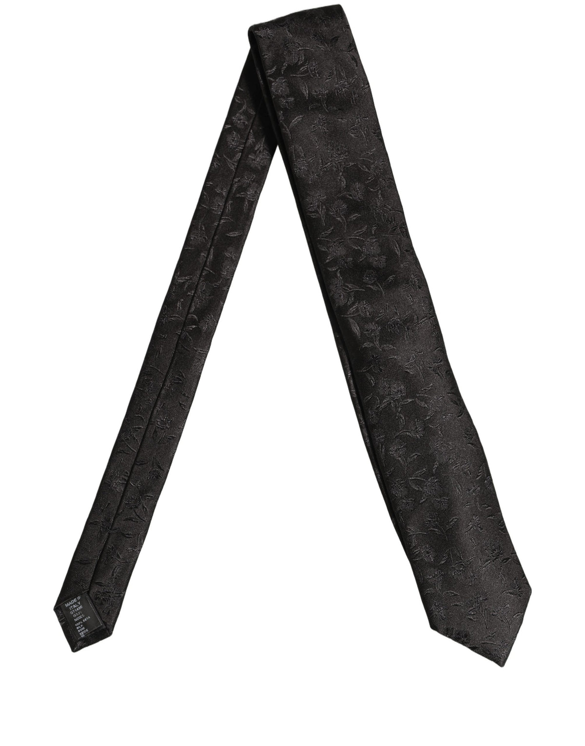 Black Silk Floral Jacquard Adjustable Tied Necktie Tie