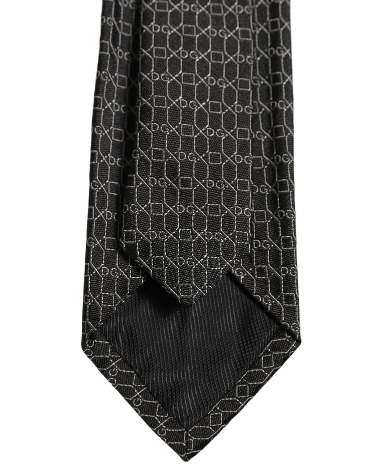 Dark Gray Silk DG Monogram Adjustable Tied Necktie Tie