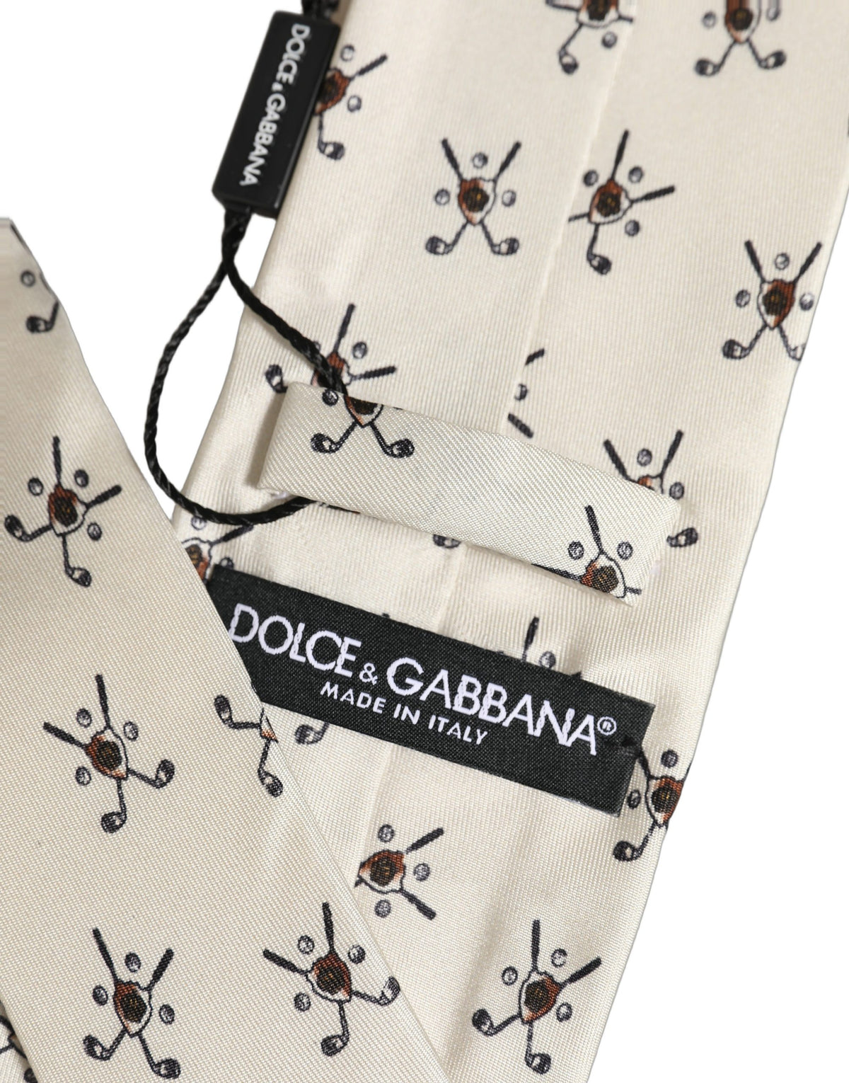 Off White Printed Silk Adjustable Necktie Accessory Tie