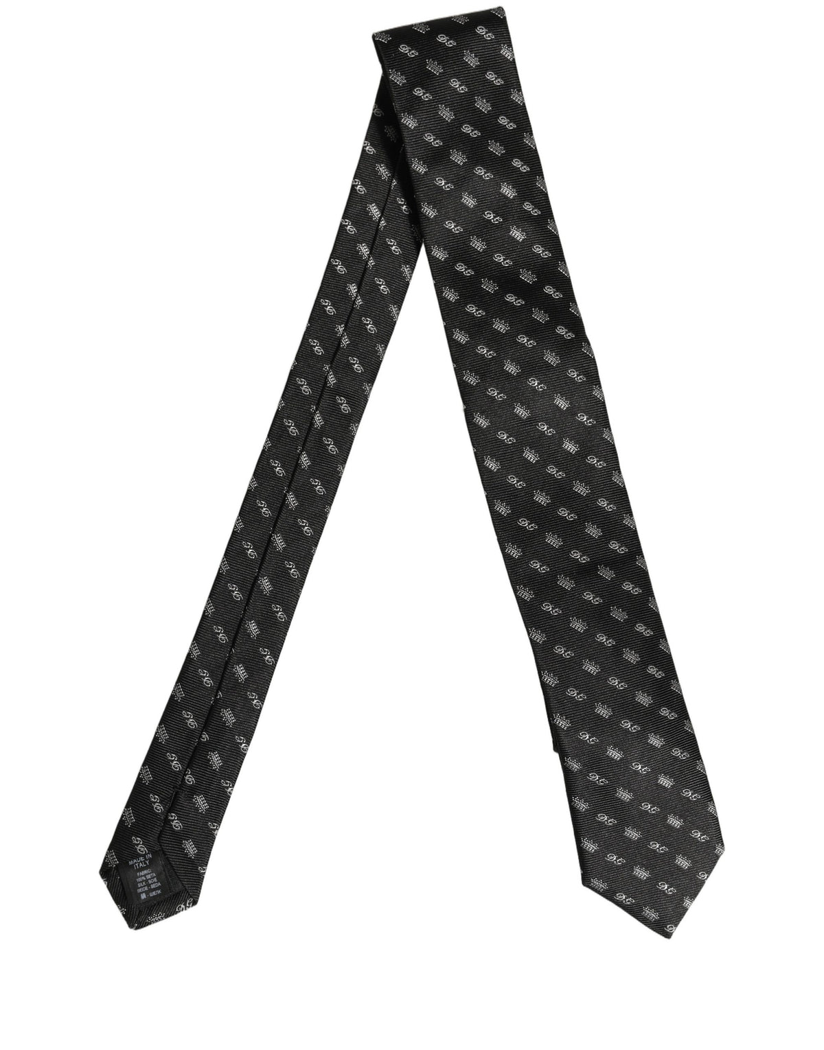 Black White DG Crown Adjustable Men Necktie Accessory Tie