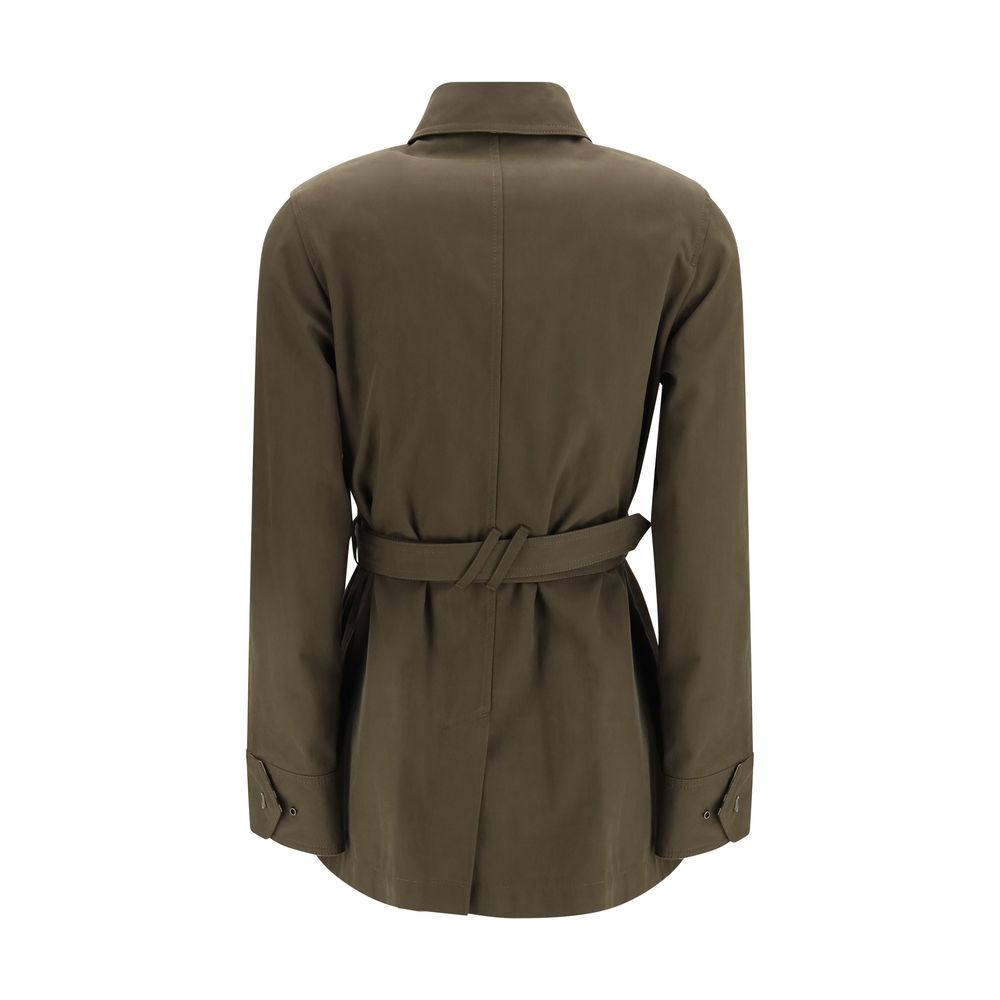Bicolor Cotton Full-Length Jacket