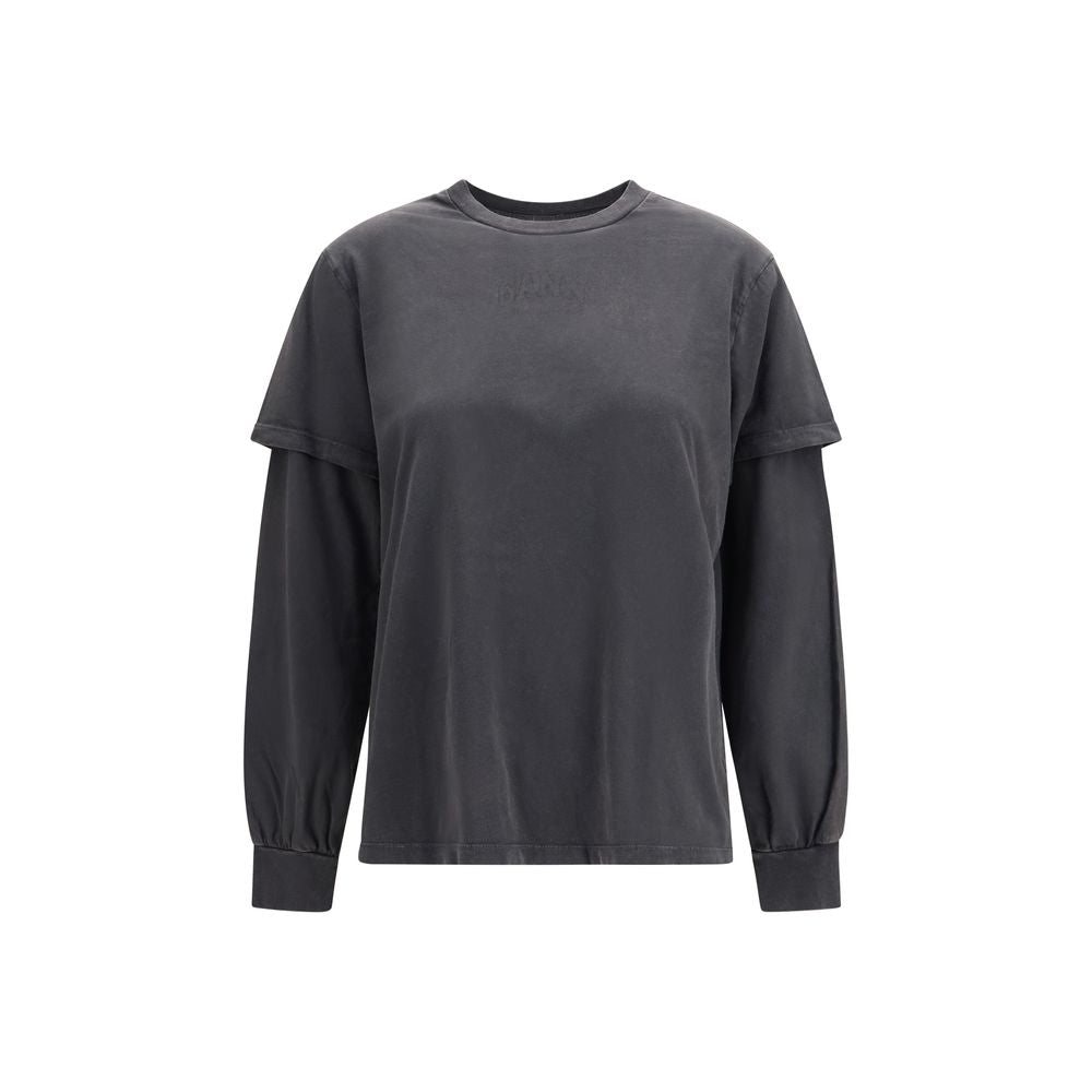 Gray Cotton Long Sleeve T-Shirt