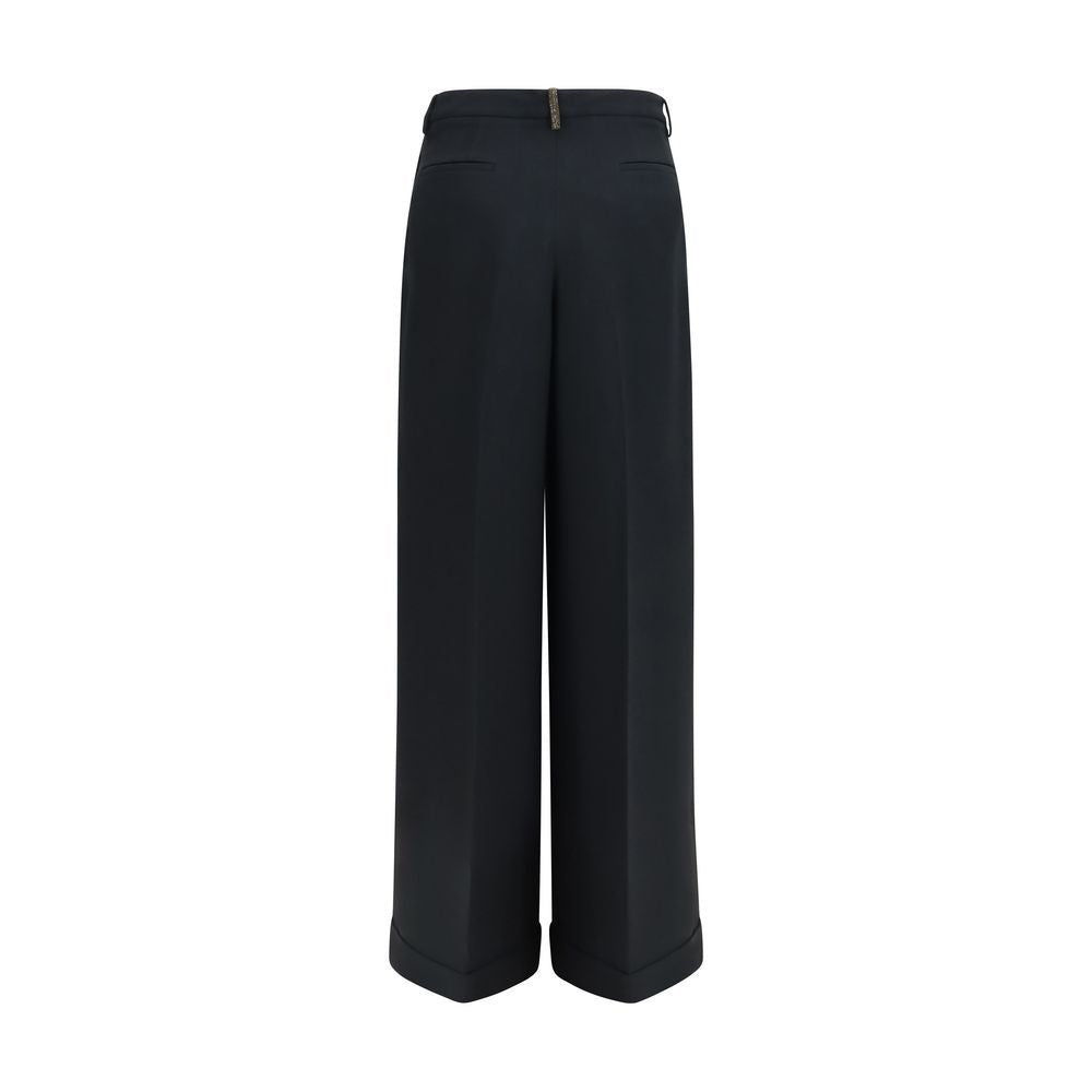 Black Acetate Casual Pants