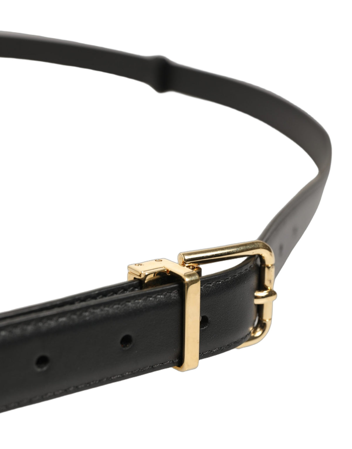 Black Leather Double Wrap Metal Buckle Belt