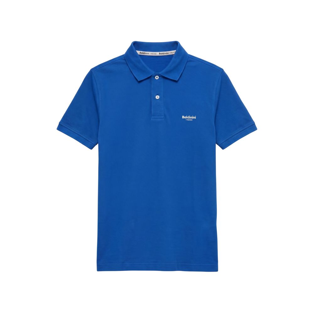 Blue Cotton Men Polo-Shirt