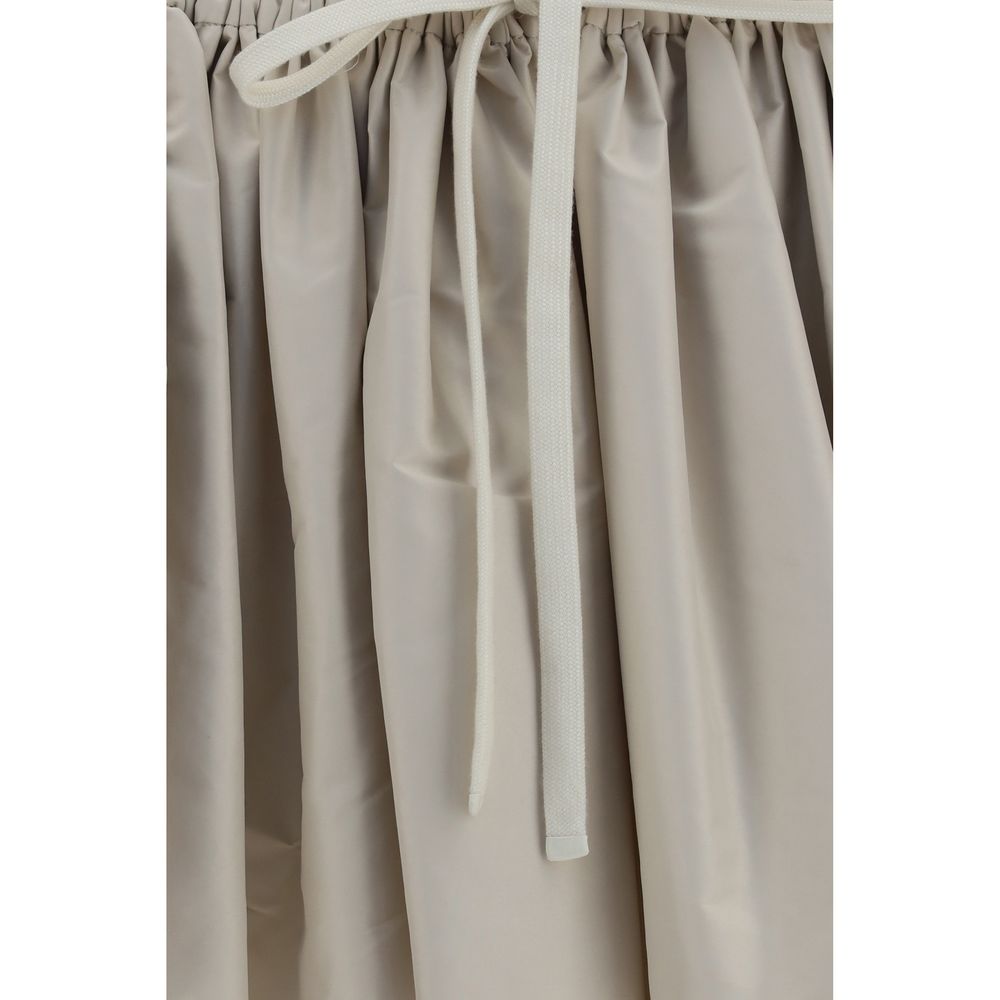 Beige Polyester Mini Skirt