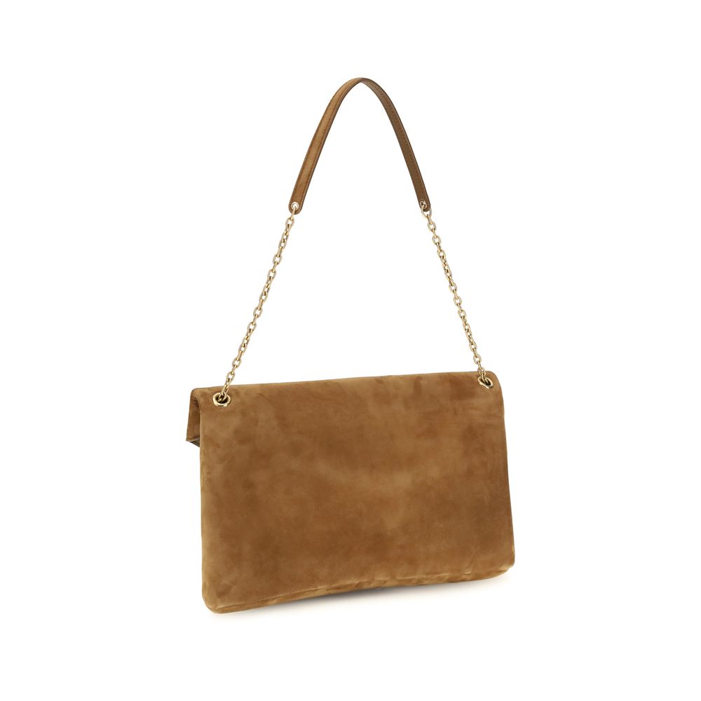Beige Suede Leather Shoulder Bag